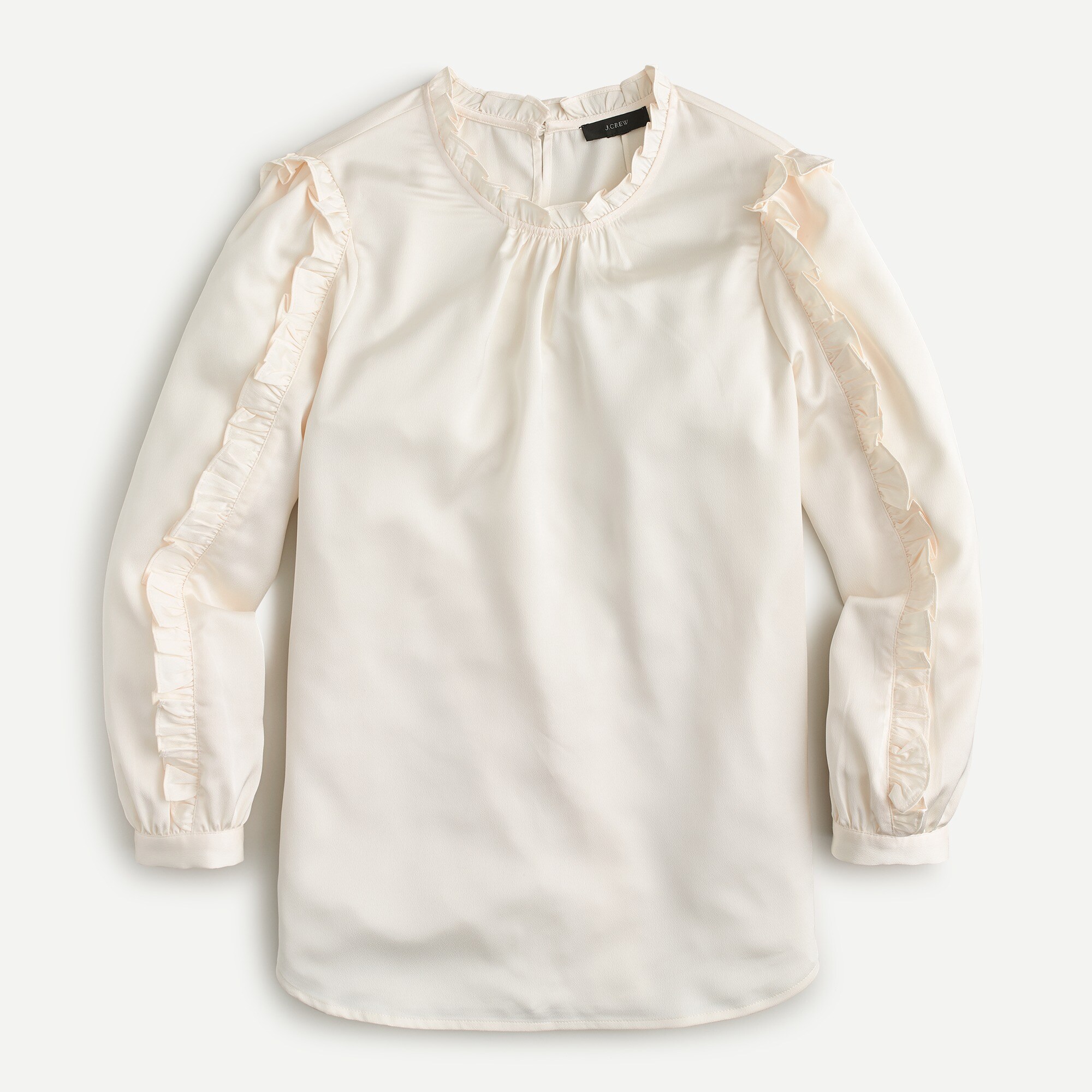 Ruffle-sleeve top in satin crepe