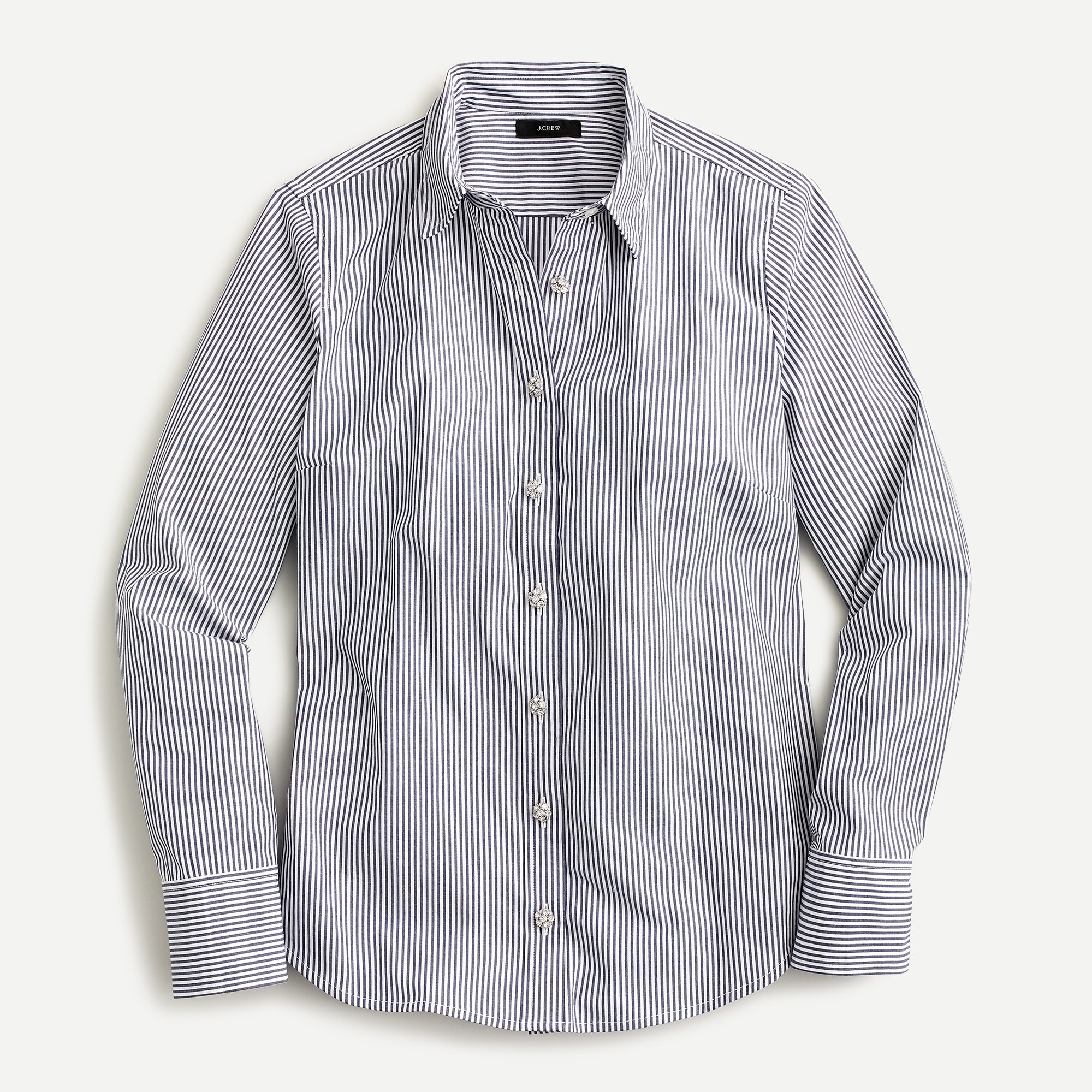 J.Crew Striped Perfect Shirt With Jeweled Buttons For Women