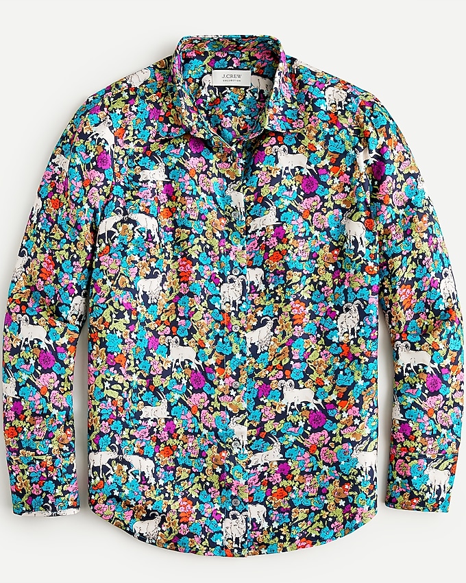 j.crew: collection silk twill shirt in grazing goats print for women, right side, view zoomed