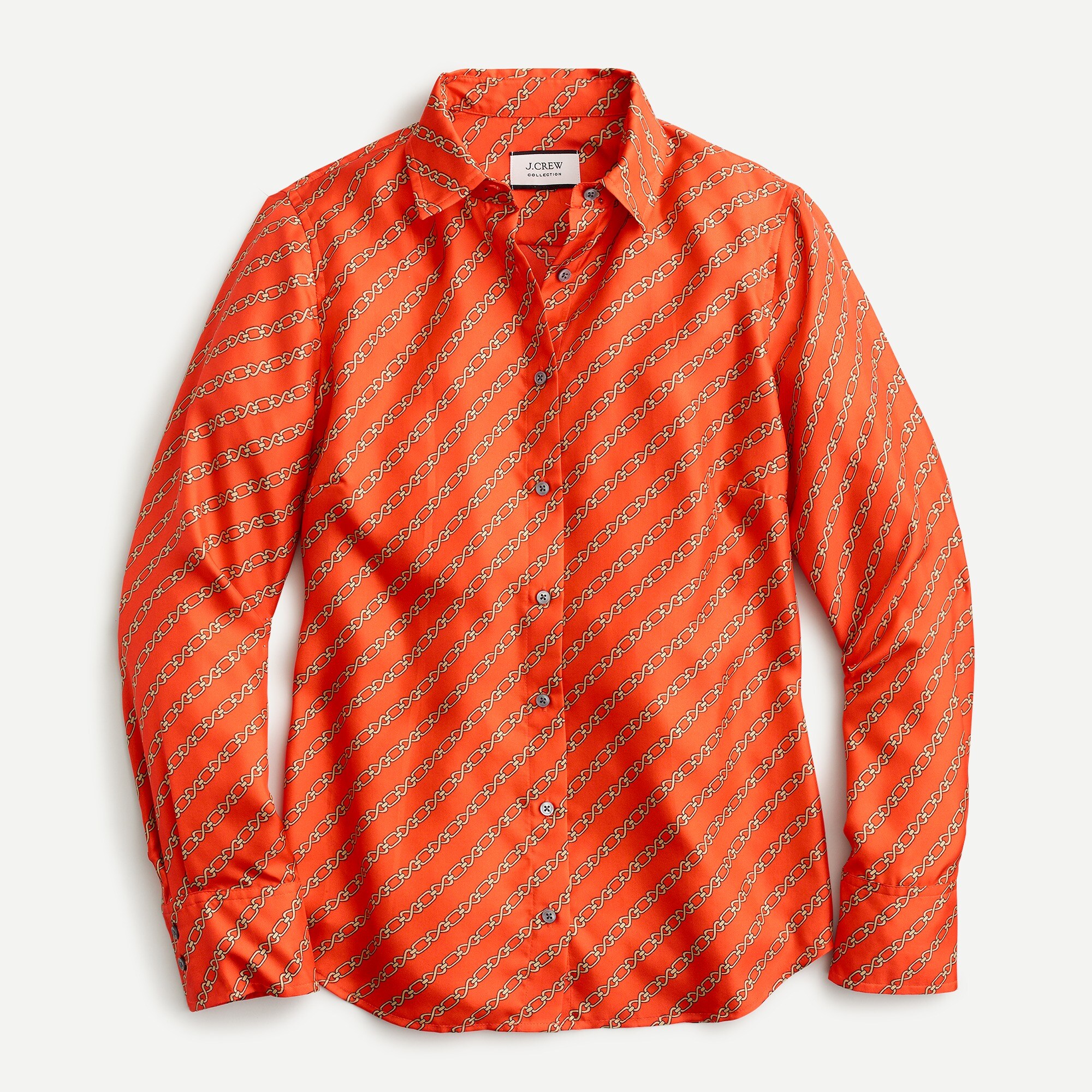 Collection silk twill shirt in red chains print