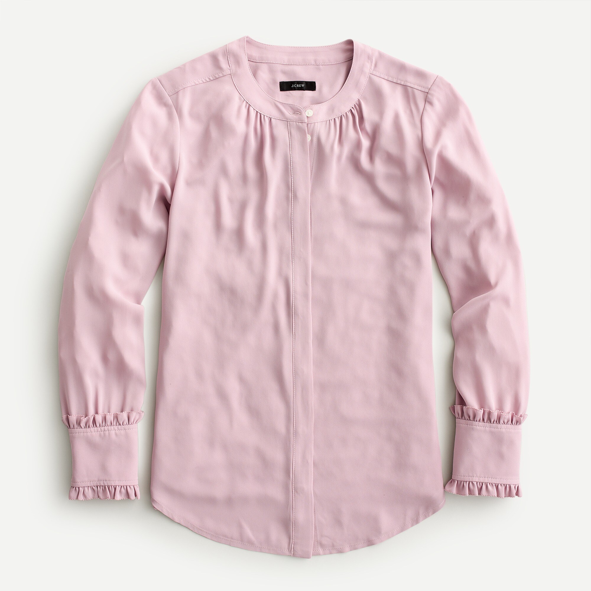 J.Crew: Drapey Band-collar Shirt With Ruffle Cuffs For Women