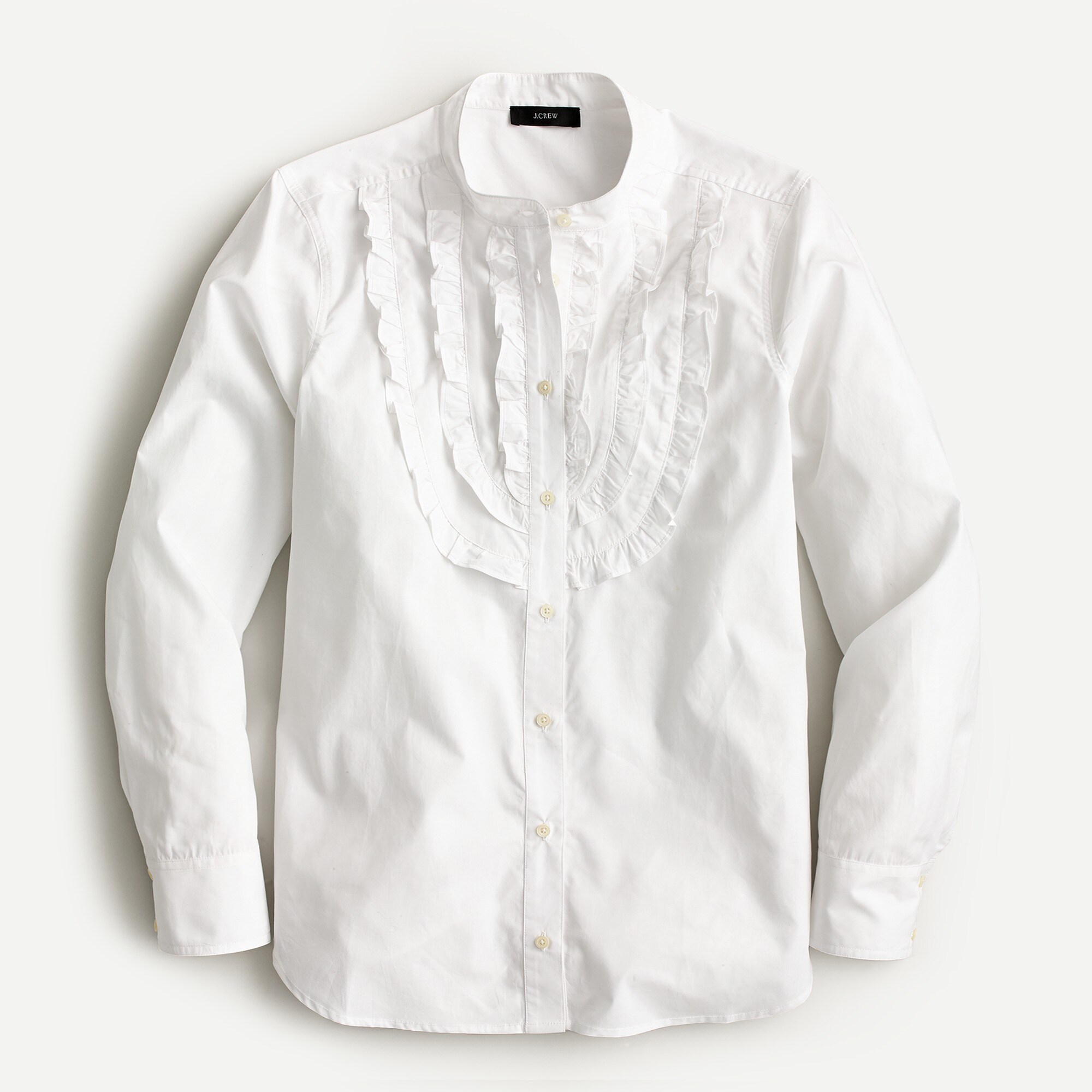 Band-collar Ruffle-front Shirt For Women | J.Crew