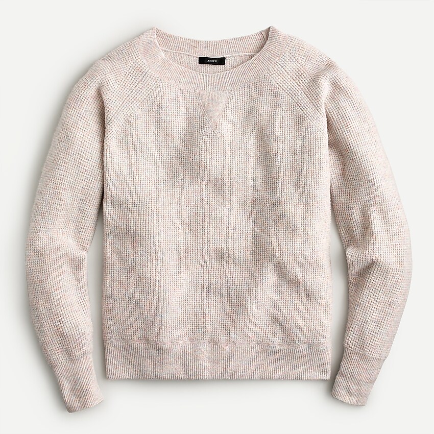 j.crew: waffle crewneck sweater in supersoft yarn for women, right side, view zoomed