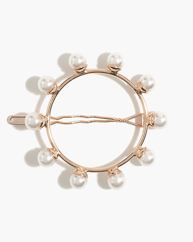 factory: pearl circle barrette for women, right side, view zoomed