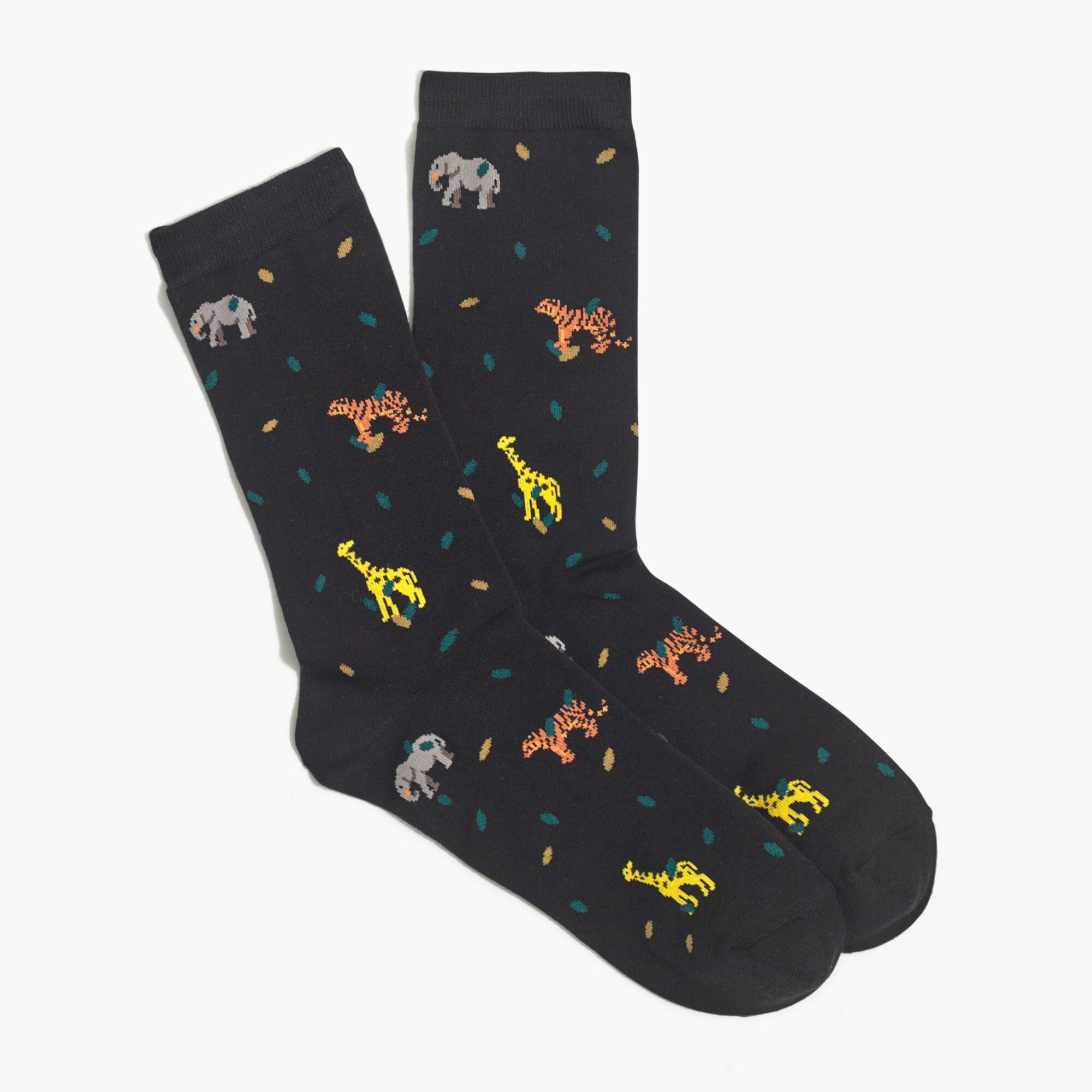Elephants, tigers and giraffes trouser socks