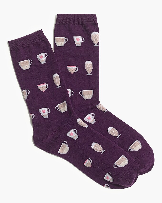 factory: heart coffee mugs trouser socks for women, right side, view zoomed