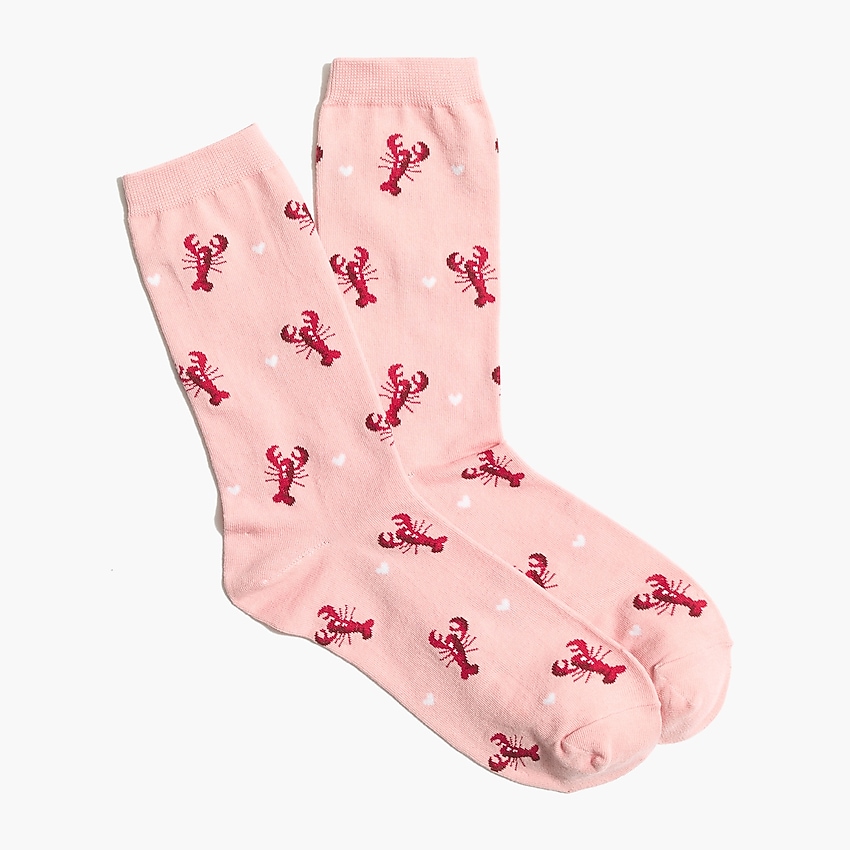 factory: lovely lobsters trouser socks for women, right side, view zoomed