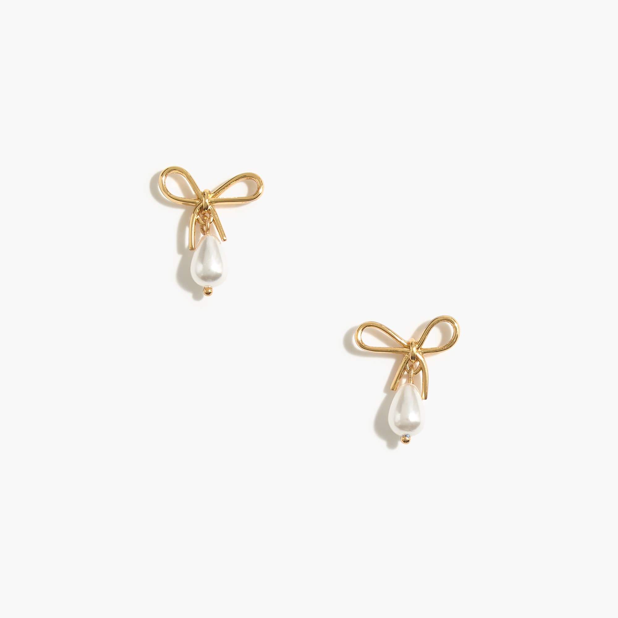 Bow and pearl drop earrings