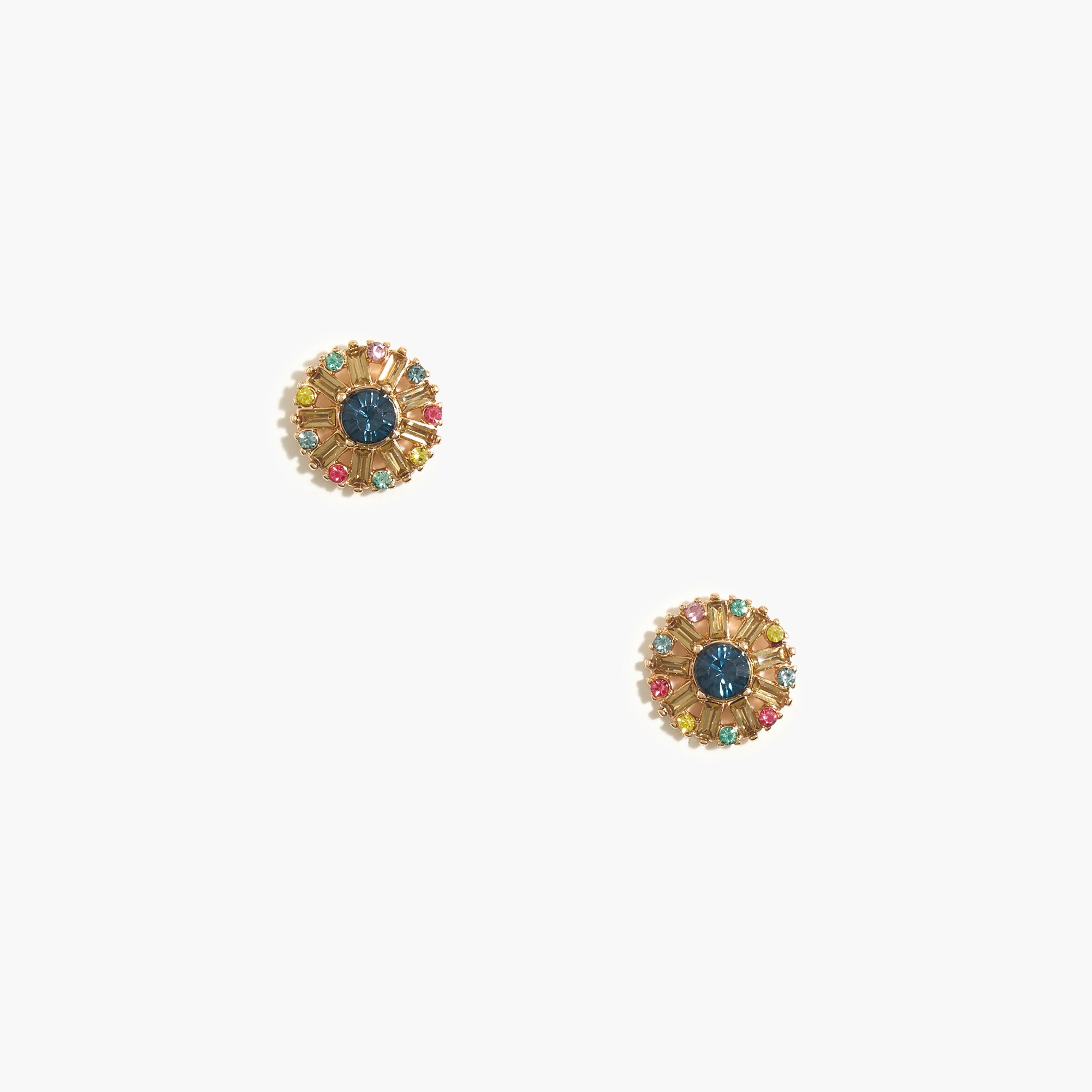 Gemstone with crystal halo stud earrings
