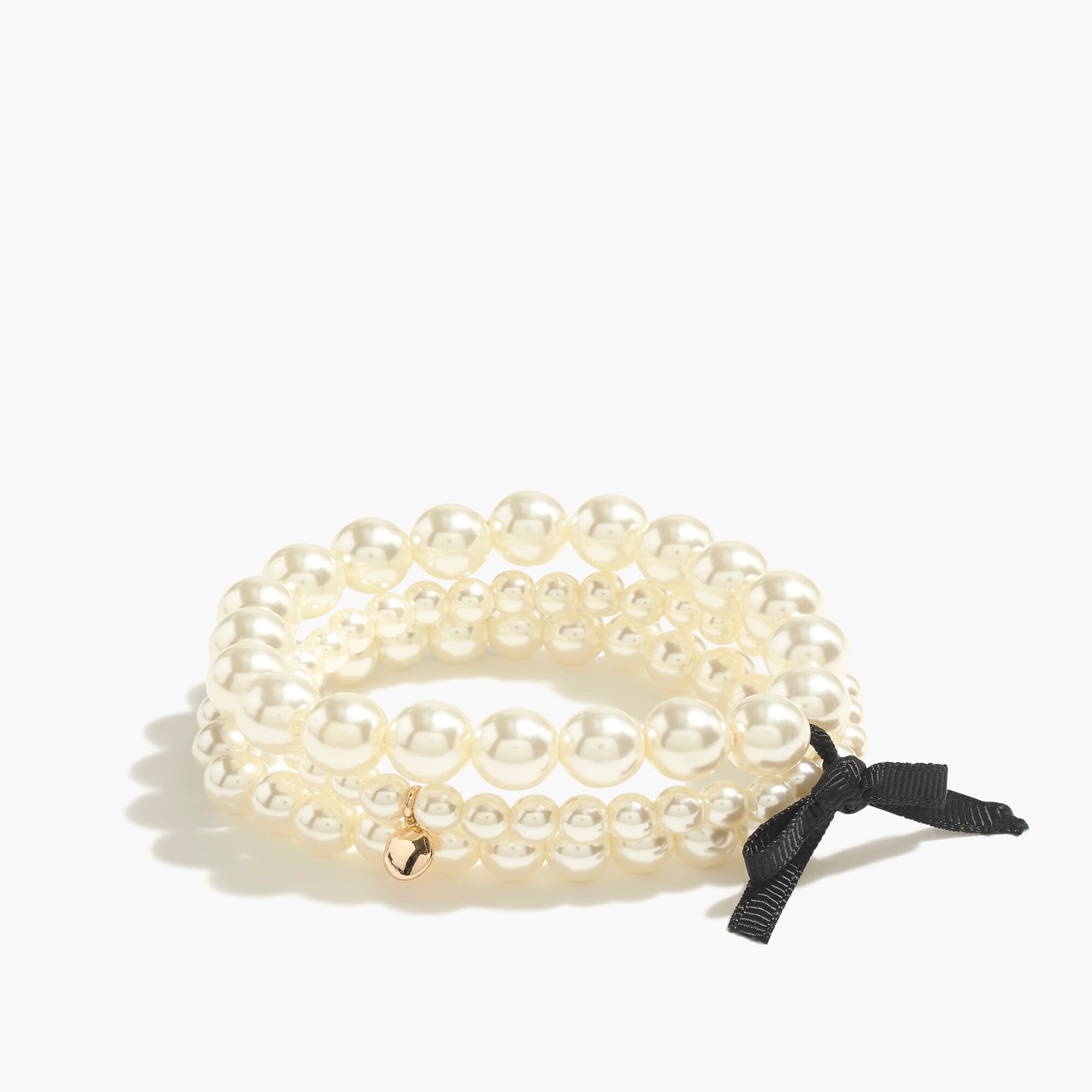 Pearl stretch bracelets set-of-three