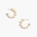 Pearl and crystal mini hoop earrings