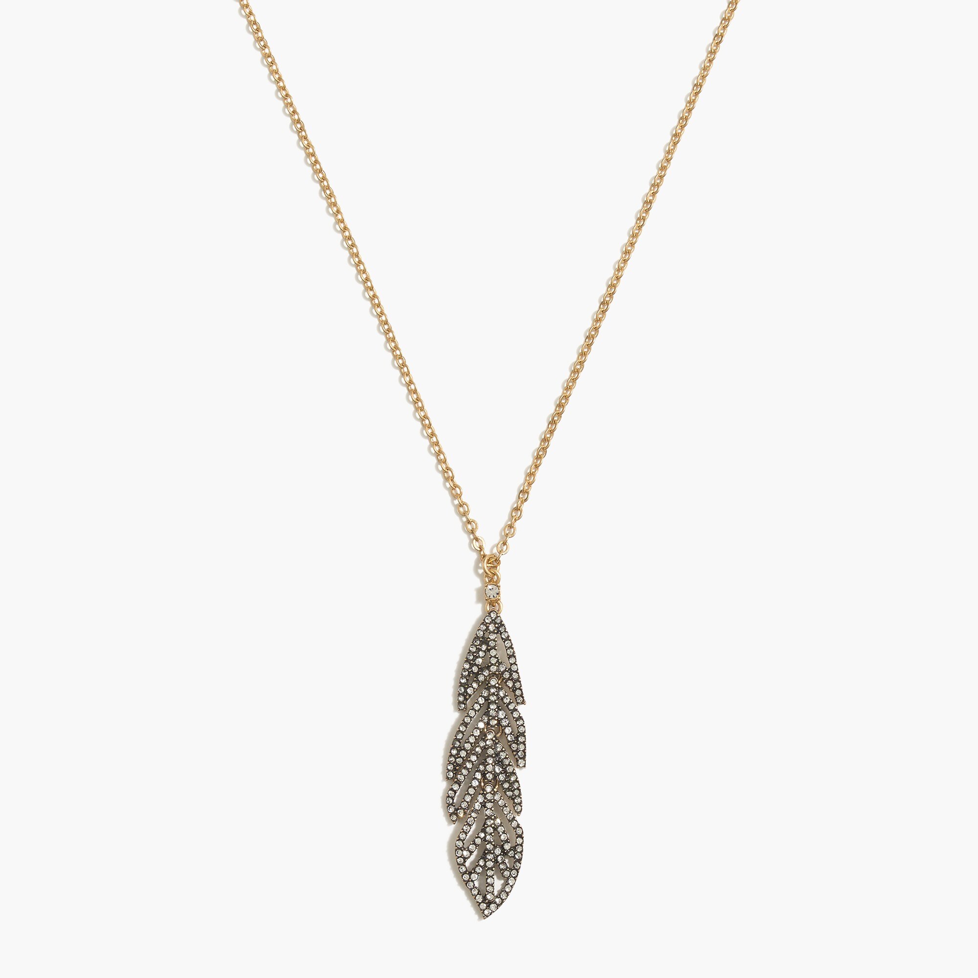 Pavé crystal feather pendant necklace
