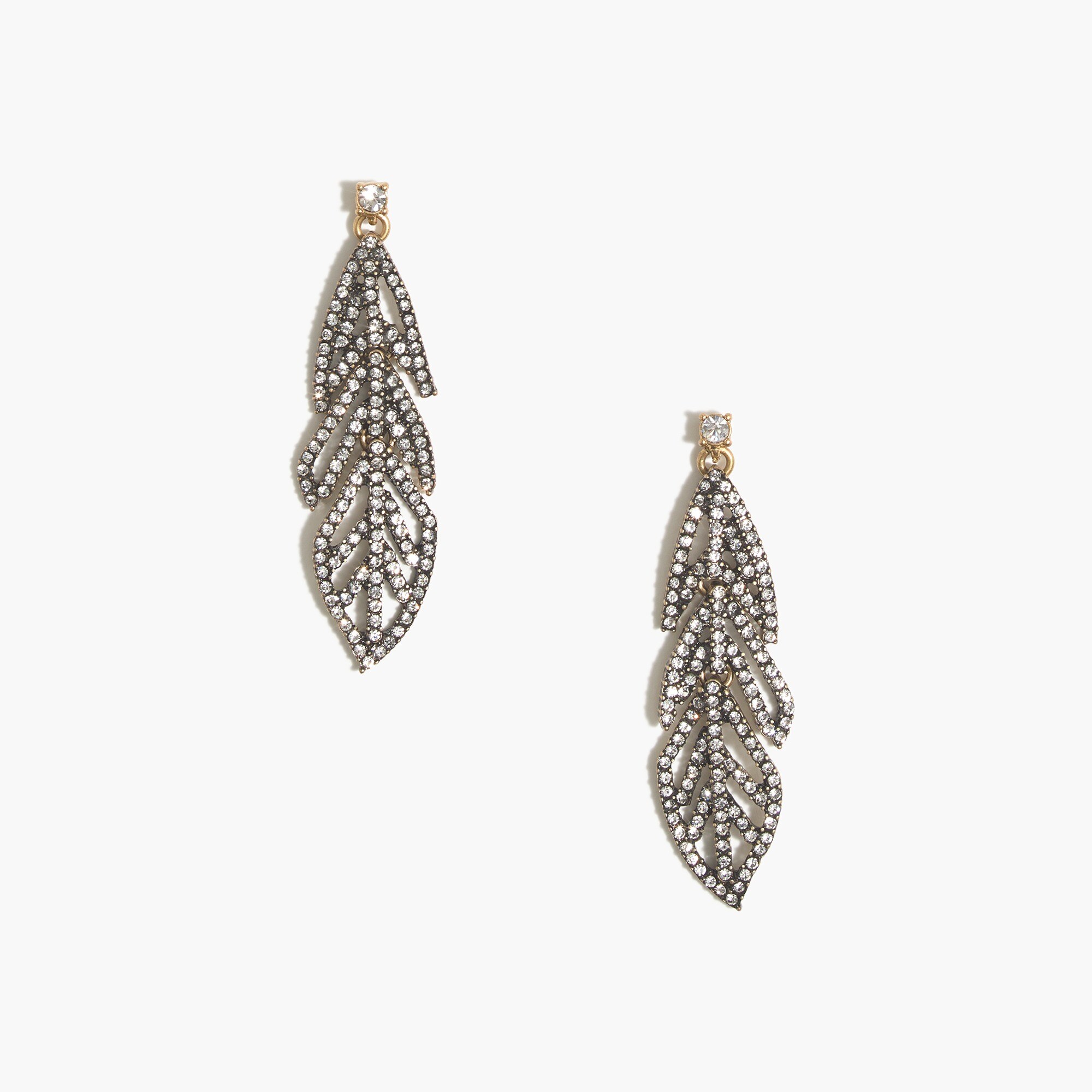 Pavé crystal feather statement earrings