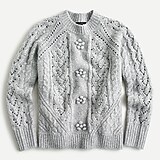 Cable-knit pointelle sweater with popcorn flowers