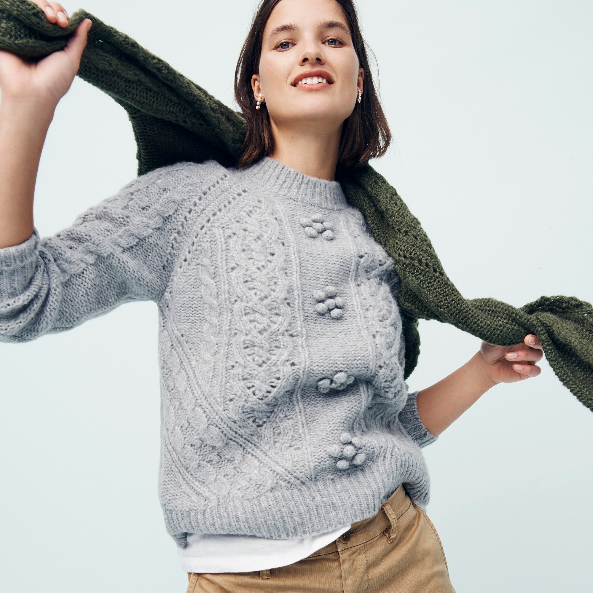 j crew pointelle cable sweater