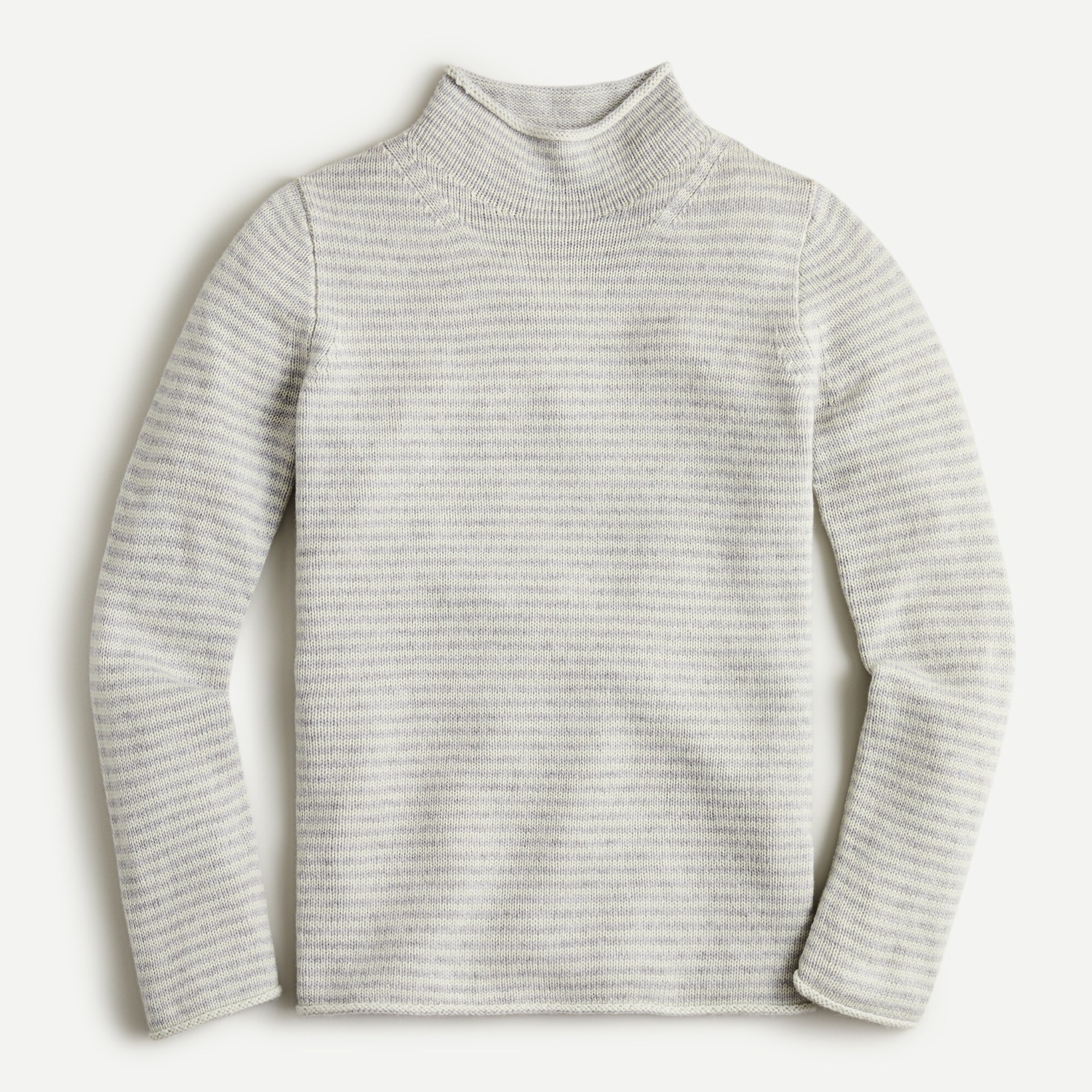 Wool-cashmere rollneck sweater in microstripe