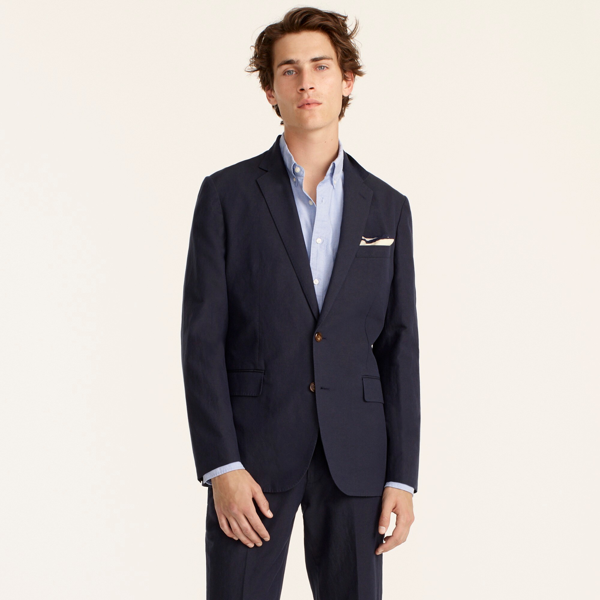 Ludlow Slim-fit unstructured suit jacket in Irish cotton-linen blend