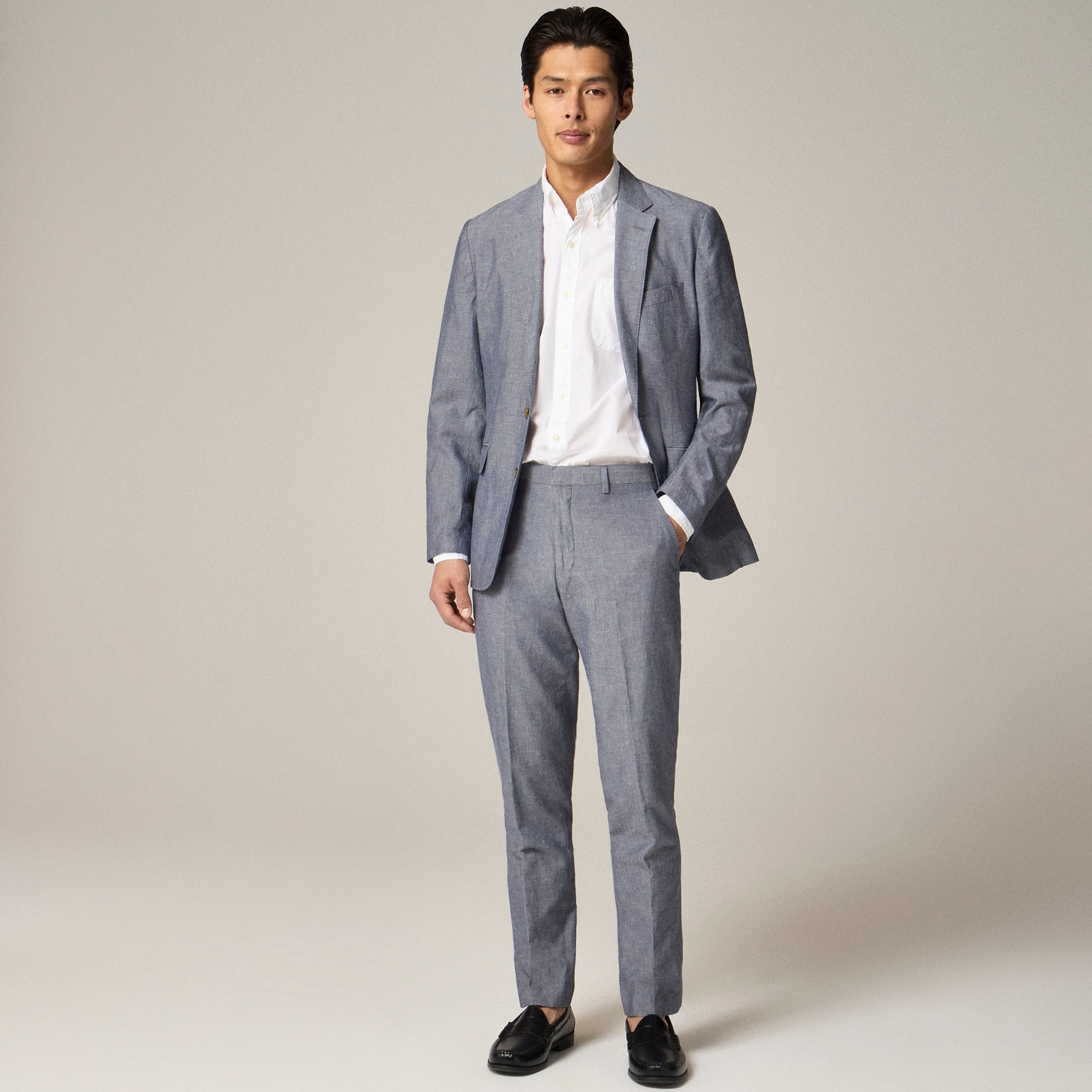 mens Ludlow Slim-fit unstructured suit jacket in Irish cotton-linen blend