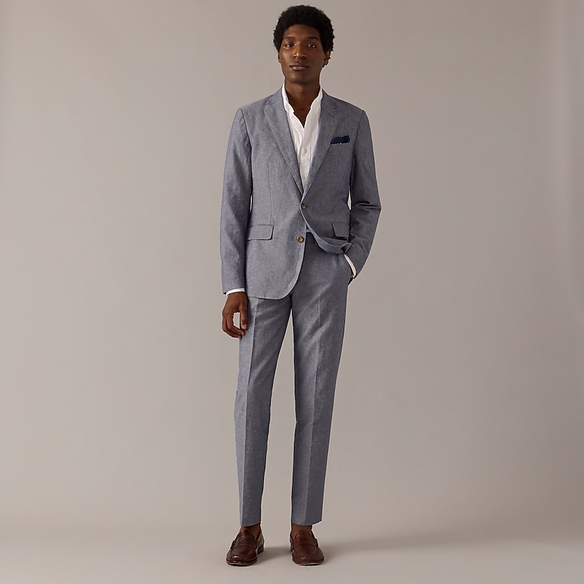j.crew: ludlow slim-fit unstructured suit jacket in irish cotton-linen for men, right side, view zoomed