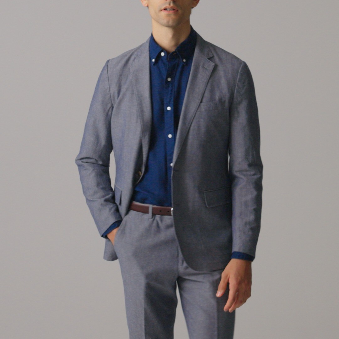 Ludlow Slim-fit unstructured suit jacket in Irish cotton-linen blend