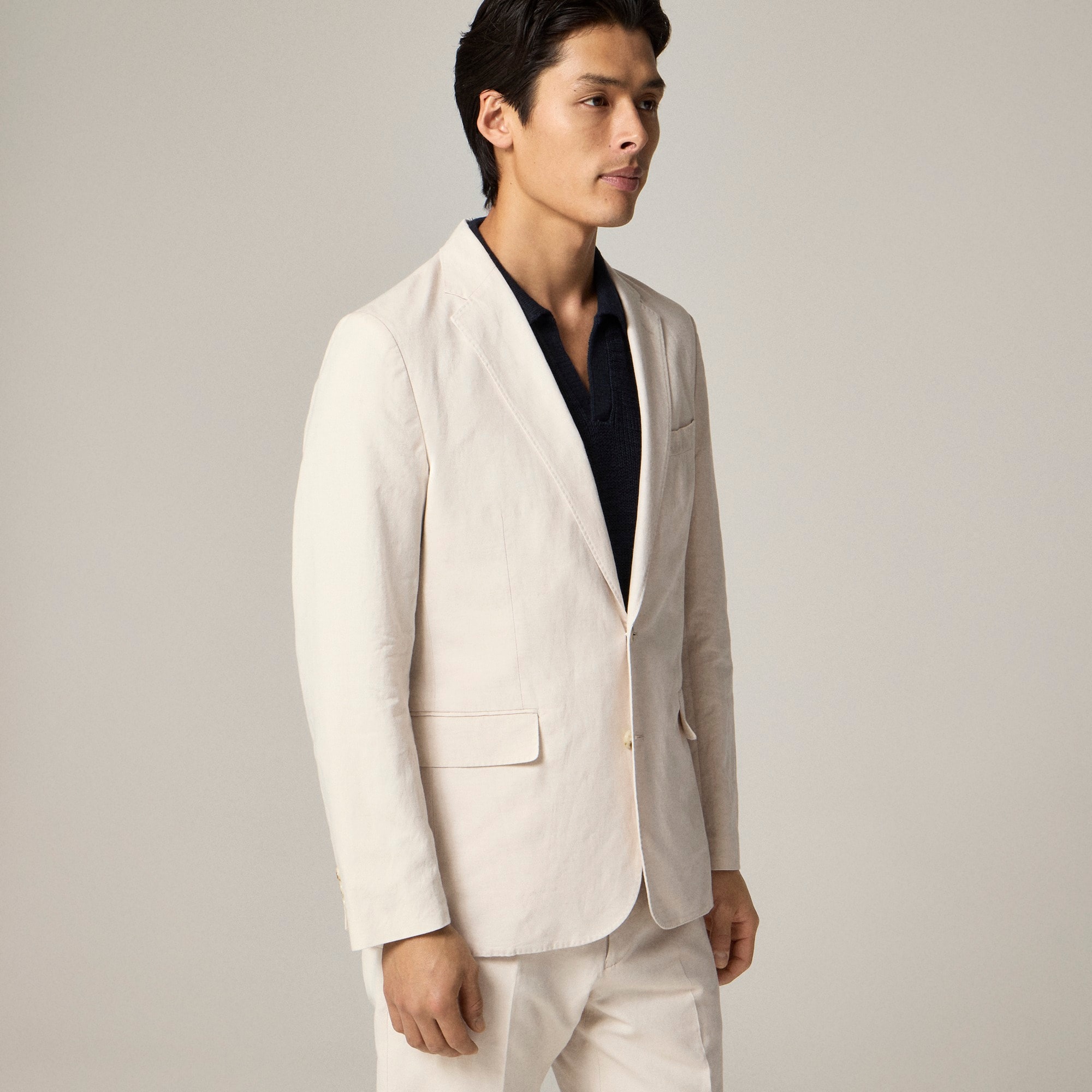 Ludlow Slim-fit unstructured suit jacket in Irish cotton-linen blend