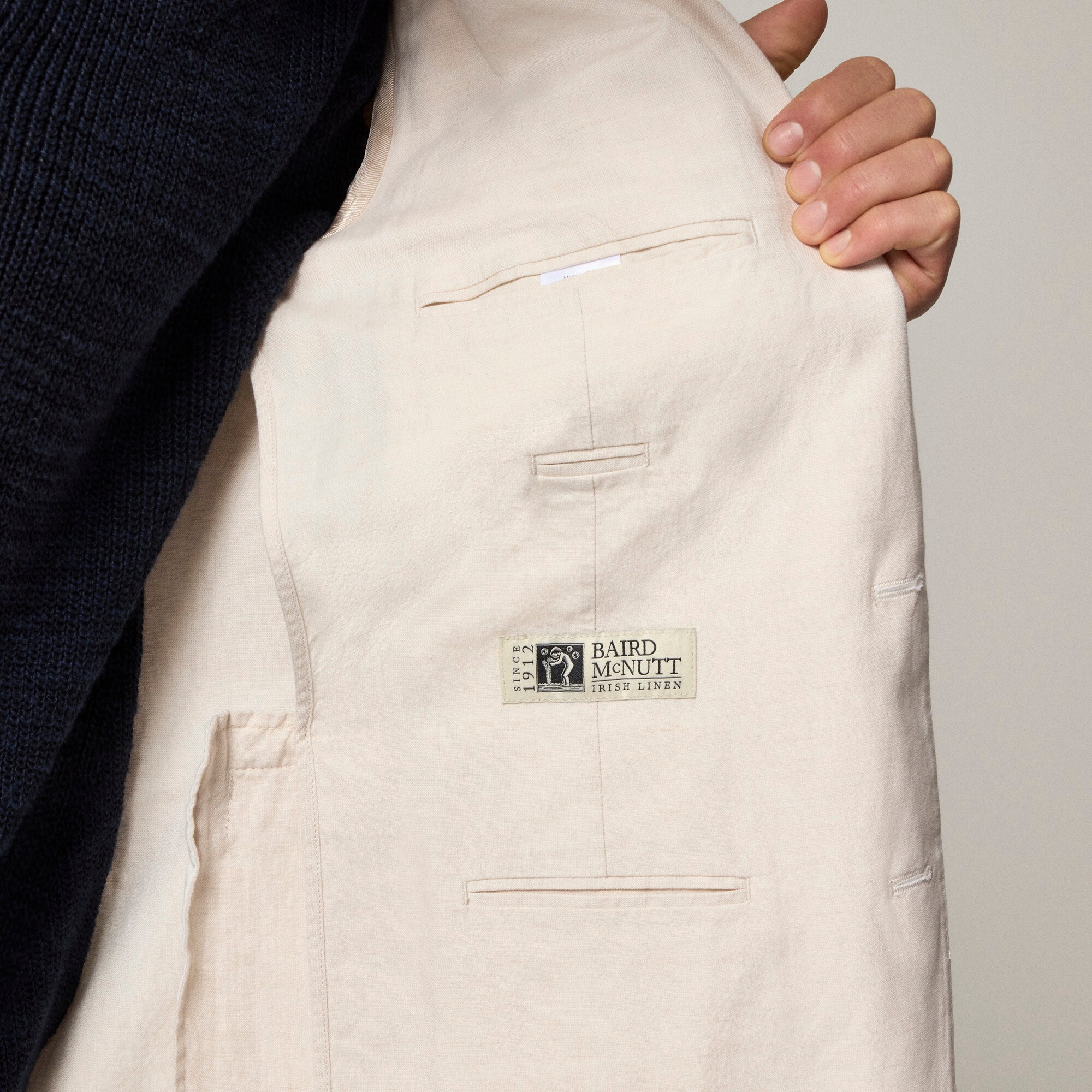 Ludlow Slim-fit unstructured suit jacket in Irish cotton-linen blend