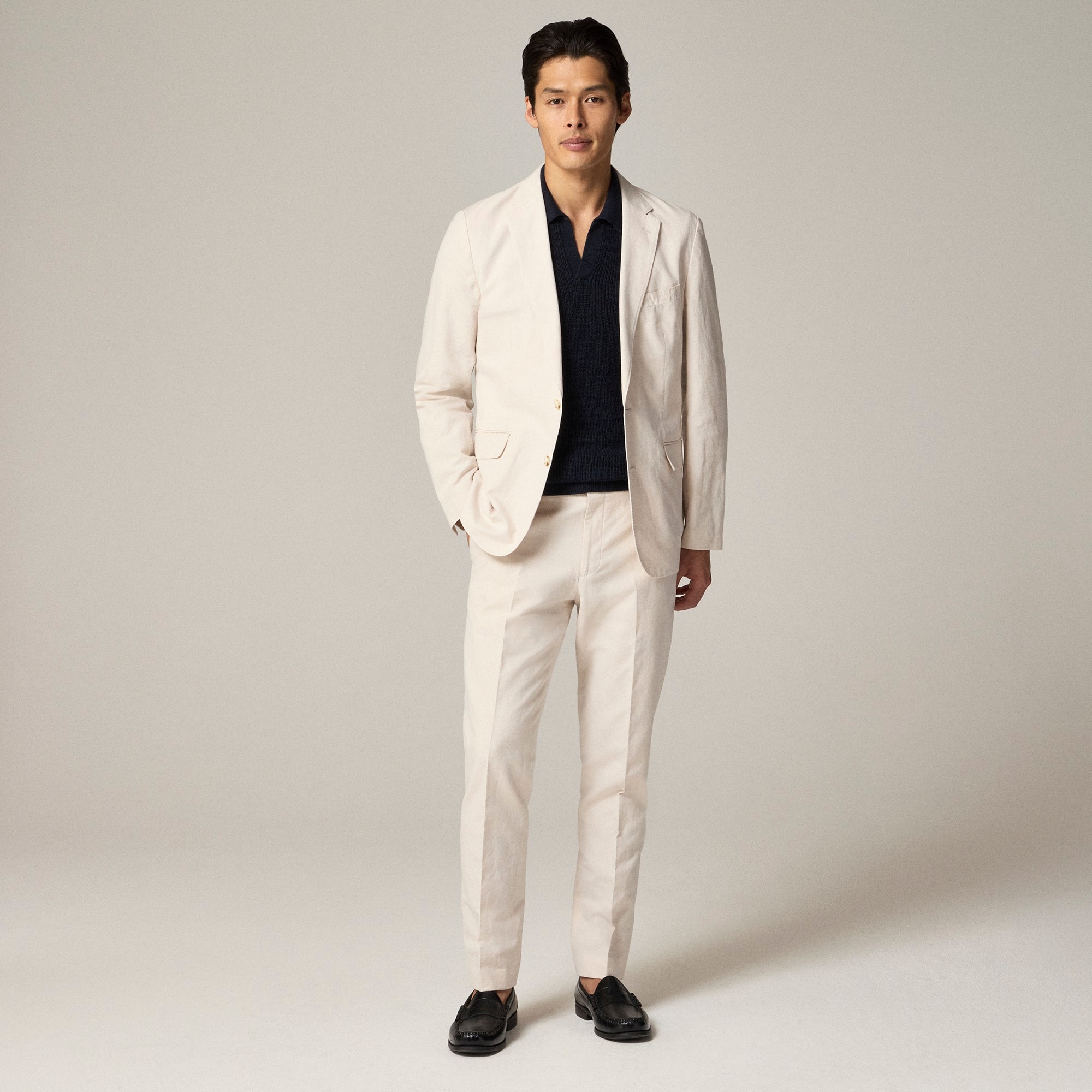Ludlow Slim-fit unstructured suit jacket in Irish cotton-linen blend