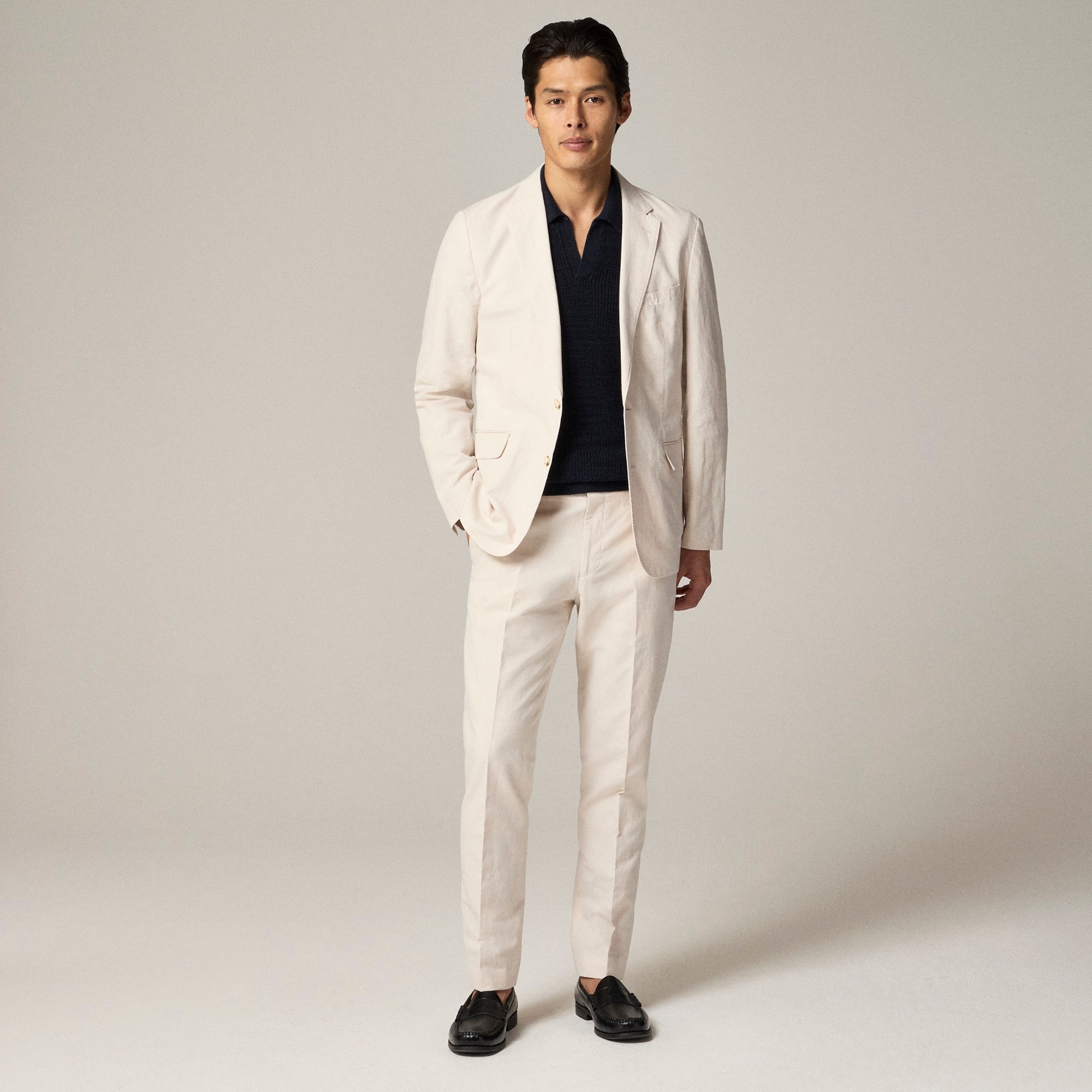  Ludlow Slim-fit unstructured suit jacket in Irish cotton-linen blend