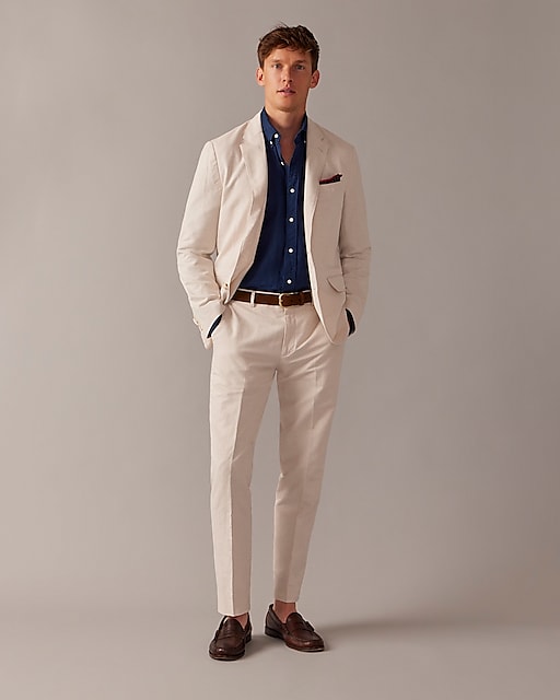 mens Ludlow Slim-fit unstructured suit jacket in Irish cotton-linen blend