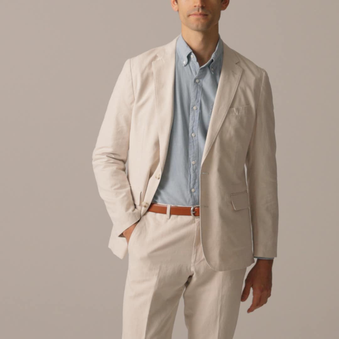 Ludlow Slim-fit unstructured suit jacket in Irish cotton-linen blend