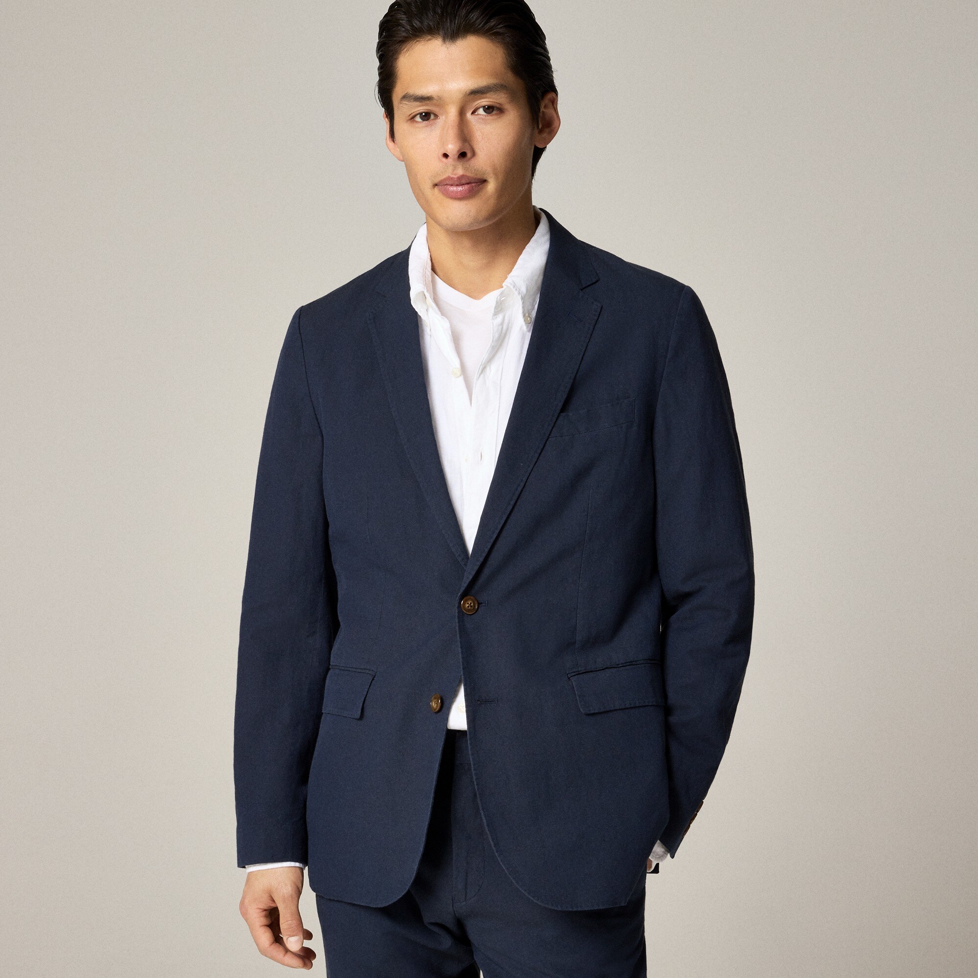 Ludlow Slim-fit unstructured suit jacket in Irish cotton-linen blend
