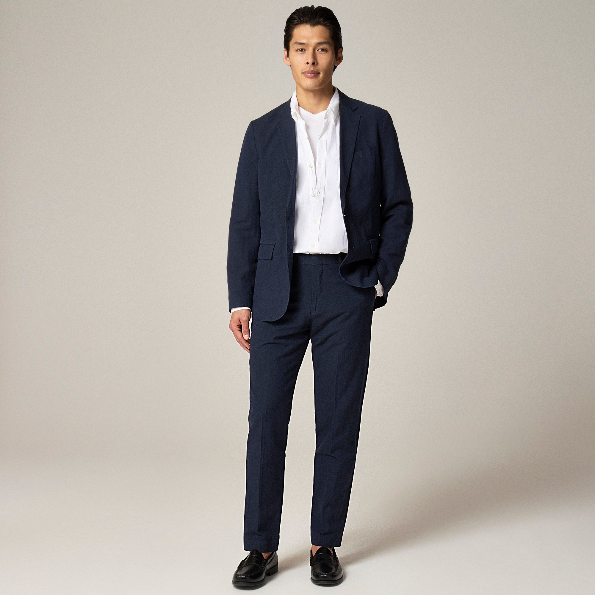 Ludlow Slim-fit unstructured suit jacket in Irish cotton-linen blend