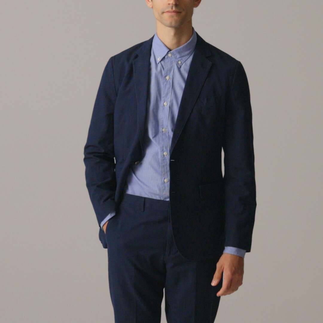 Ludlow Slim-fit unstructured suit jacket in Irish cotton-linen blend