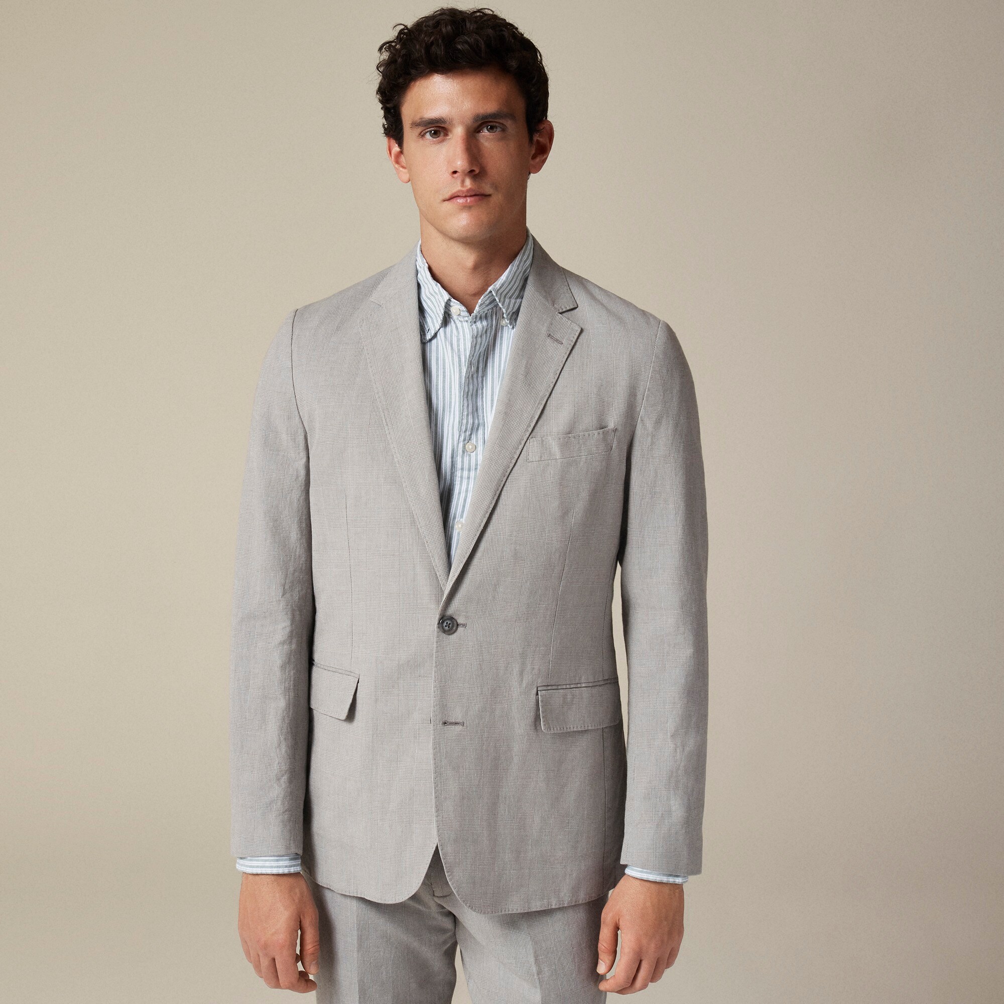 Ludlow Slim-fit unstructured suit jacket in Irish cotton-linen blend
