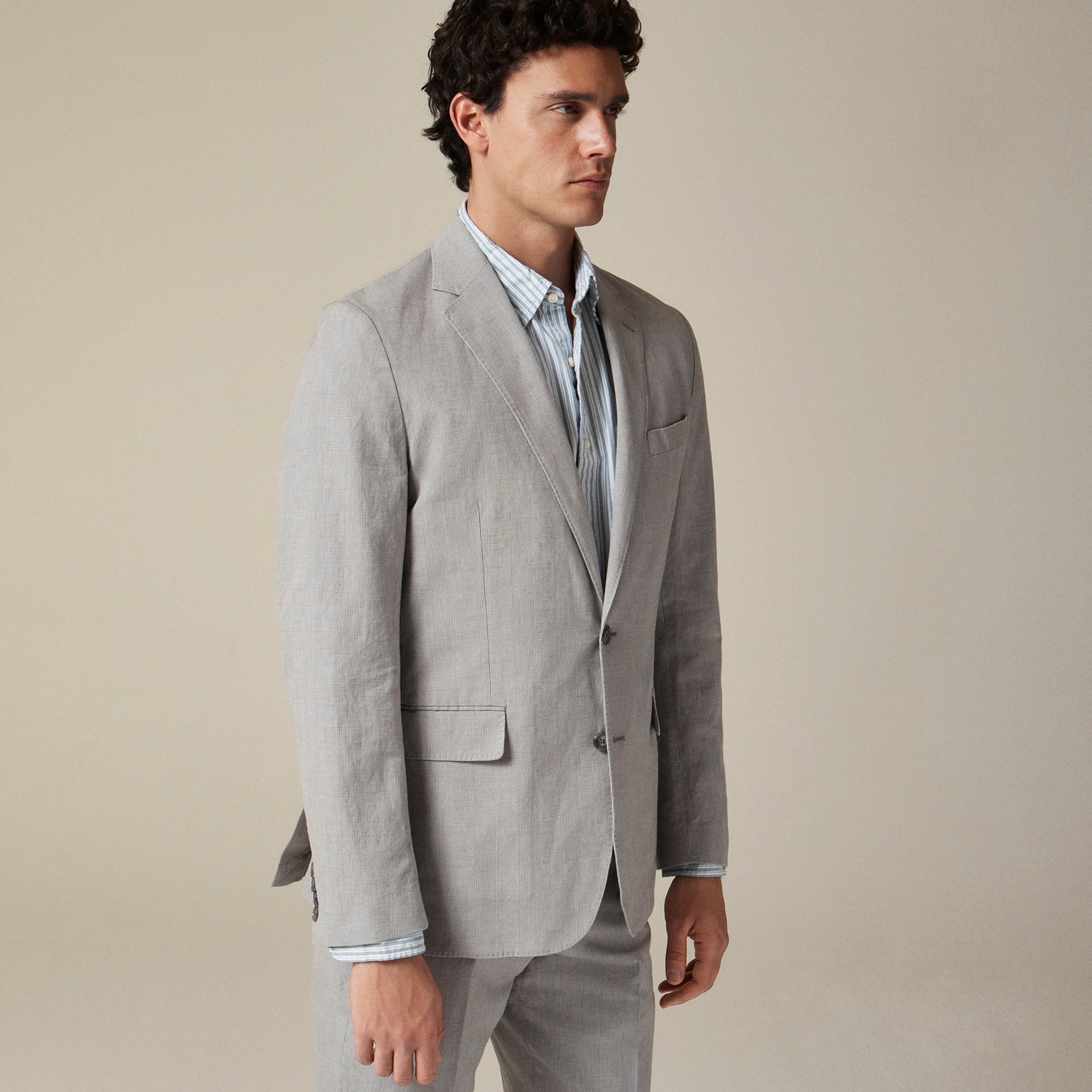 Ludlow Slim-fit unstructured suit jacket in Irish cotton-linen blend