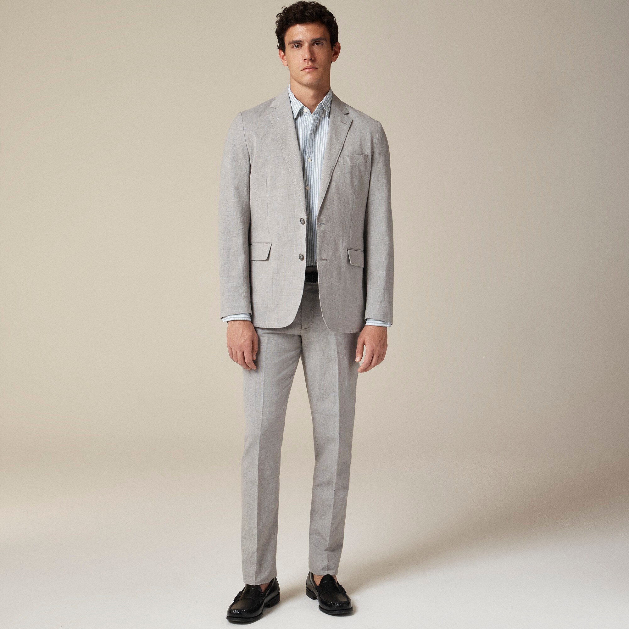  Ludlow Slim-fit unstructured suit jacket in Irish cotton-linen blend