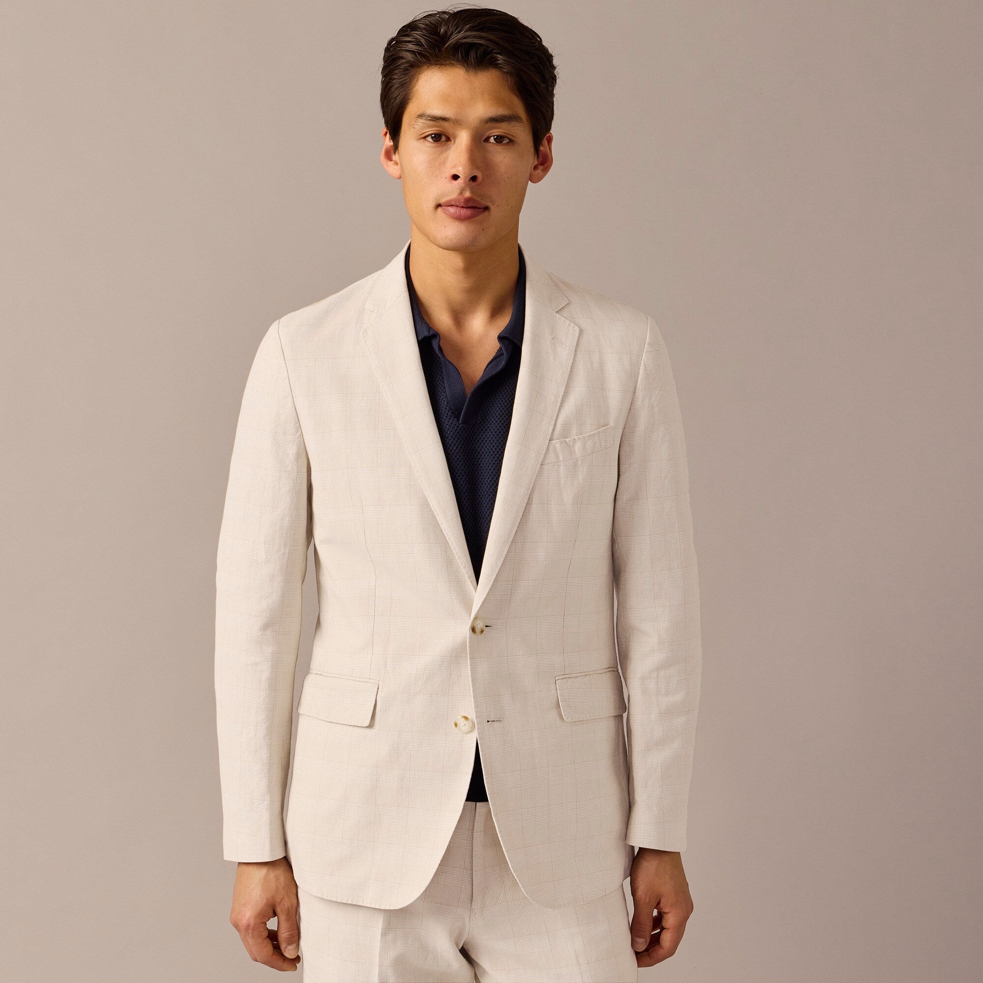 Ludlow Slim-fit unstructured suit jacket in Irish cotton-linen blend