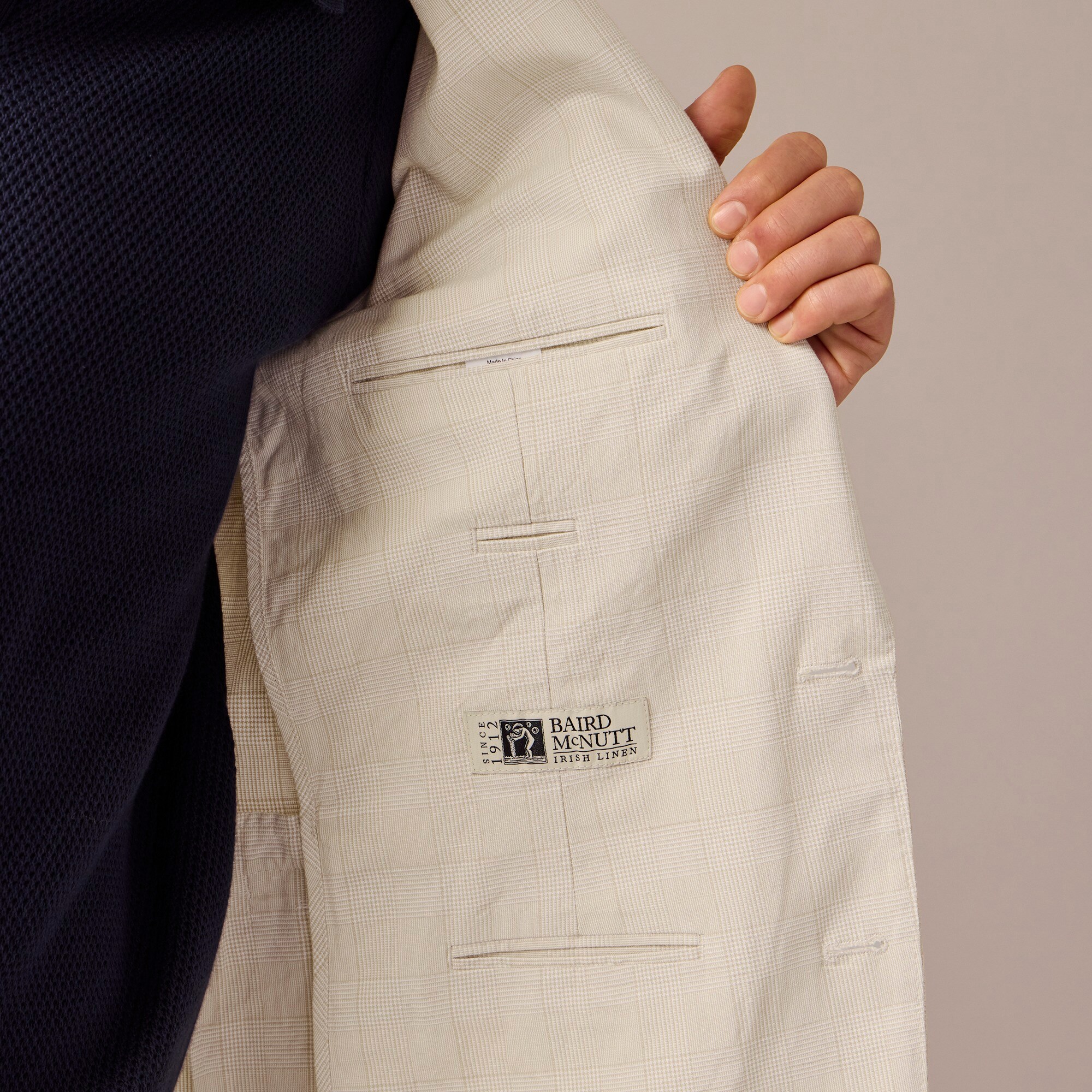 Ludlow Slim-fit unstructured suit jacket in Irish cotton-linen blend