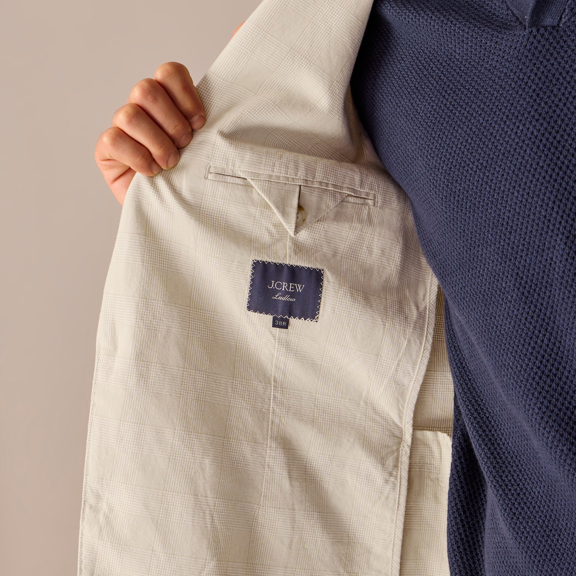 Ludlow Slim-fit unstructured suit jacket in Irish cotton-linen blend