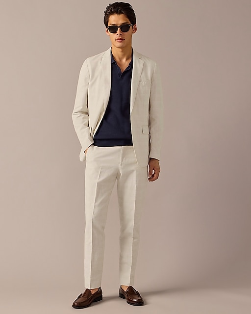 mens Ludlow Slim-fit unstructured suit jacket in Irish cotton-linen blend