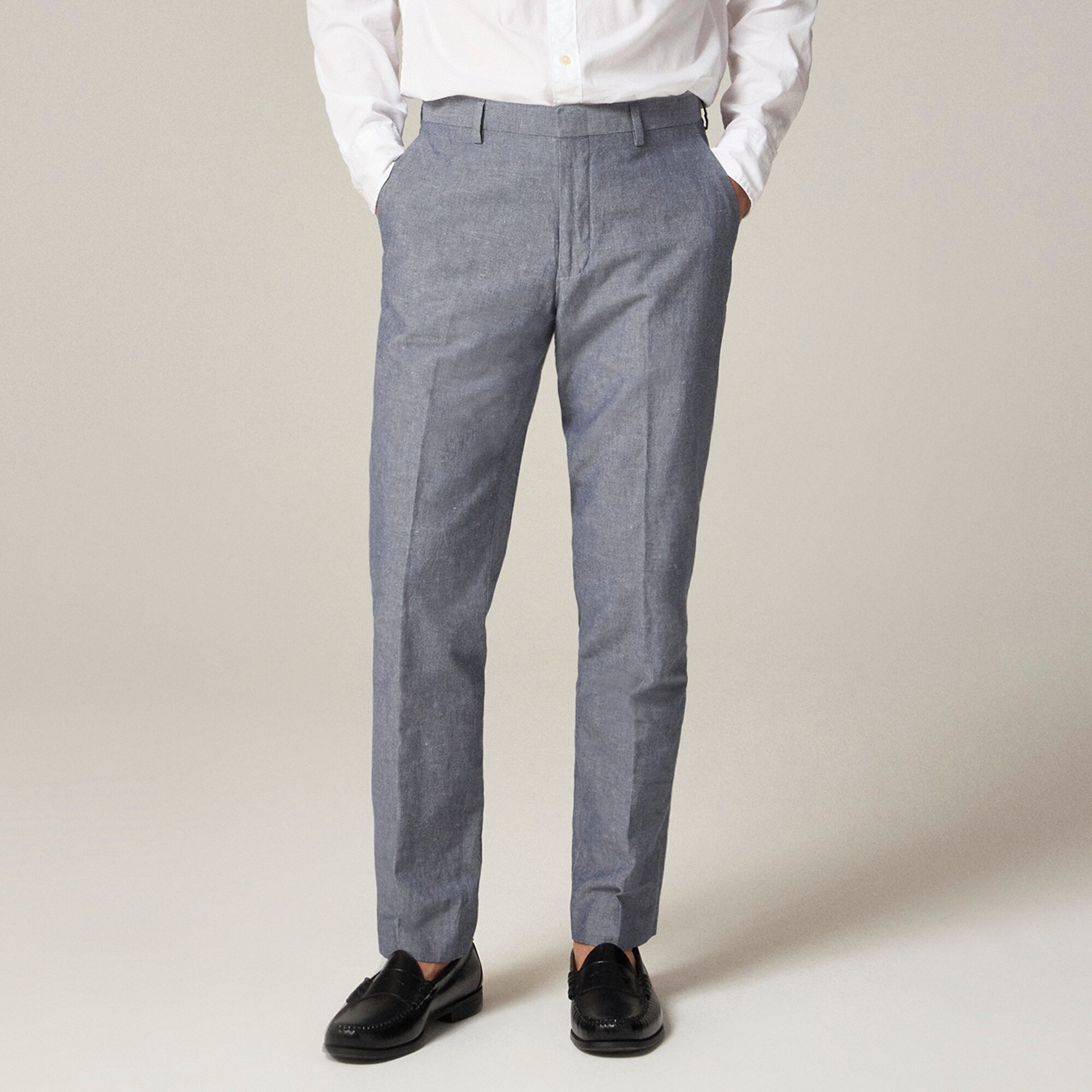 mens Ludlow Slim-fit unstructured suit pant in Irish cotton-linen blend