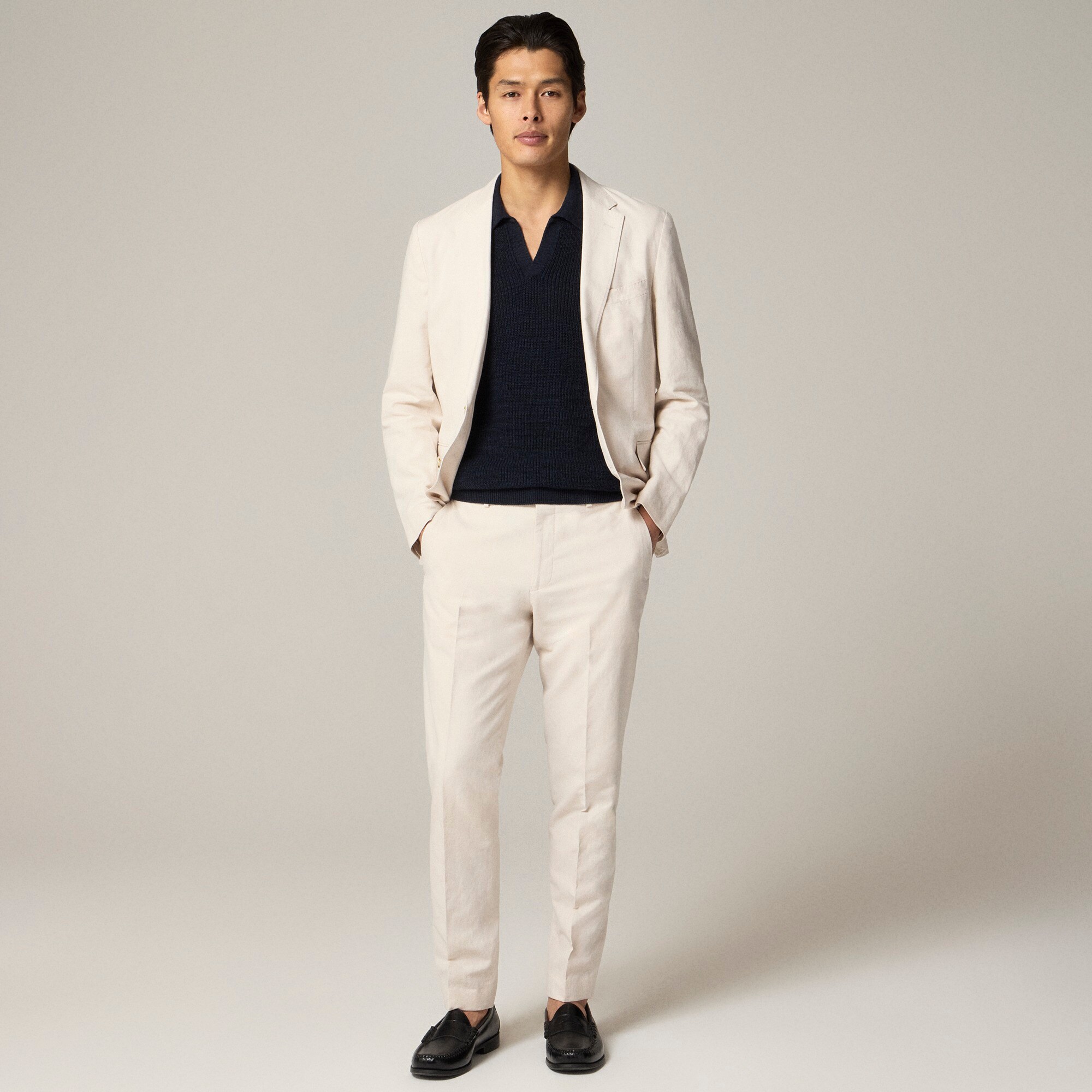 Ludlow Slim-fit suit pant in Irish cotton-linen blend