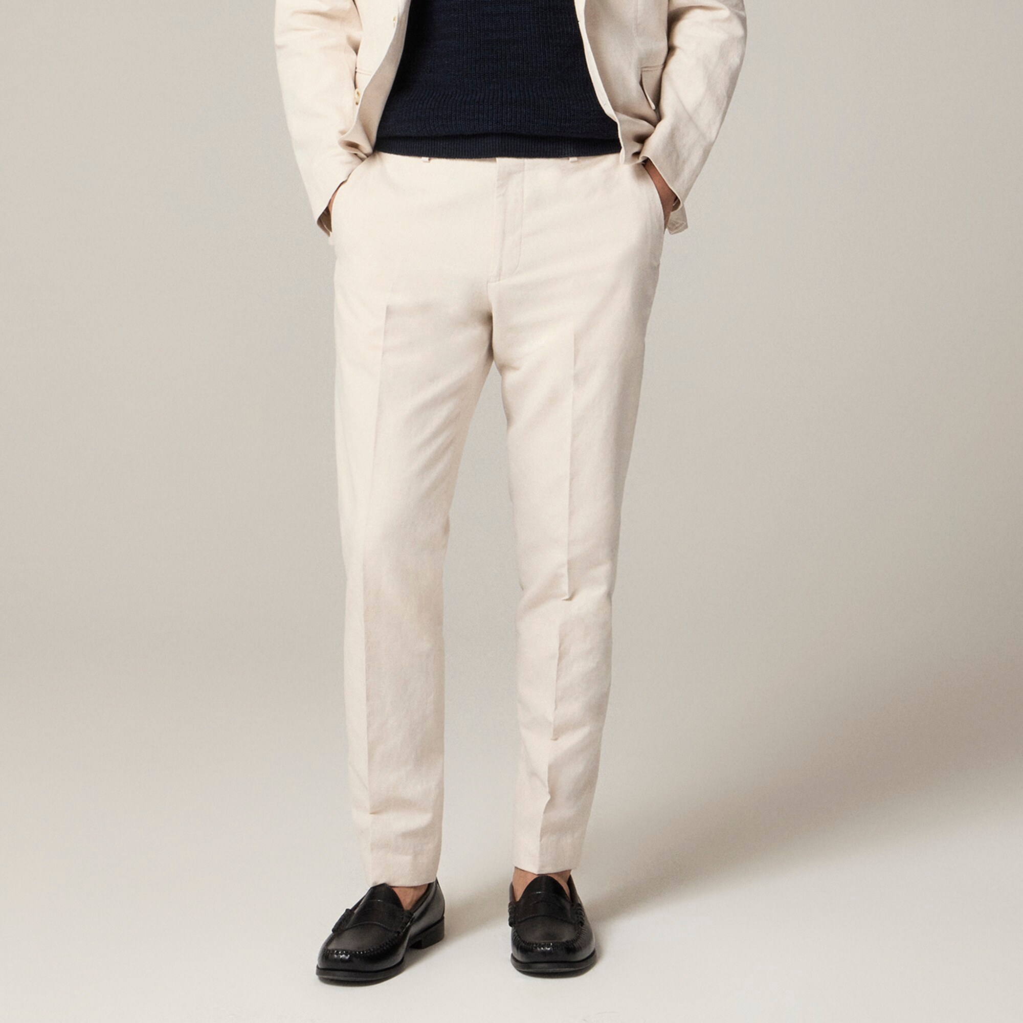 mens Ludlow Slim-fit unstructured suit pant in Irish cotton-linen blend