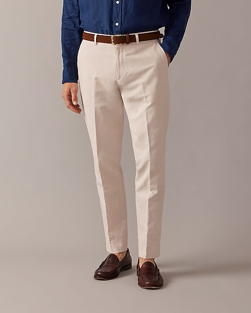 mens Ludlow Slim-fit unstructured suit pant in Irish cotton-linen blend