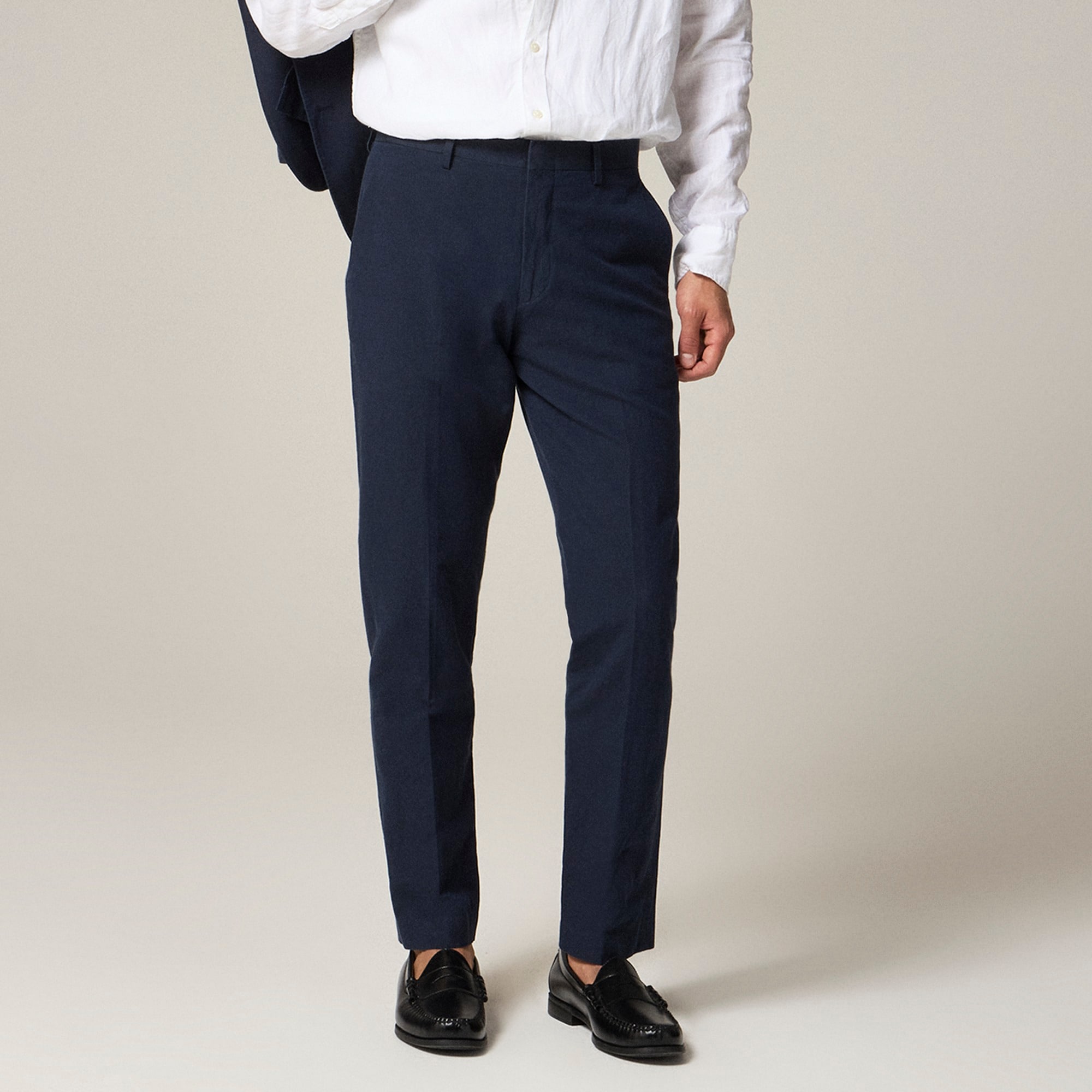 mens Ludlow Slim-fit unstructured suit pant in Irish cotton-linen blend