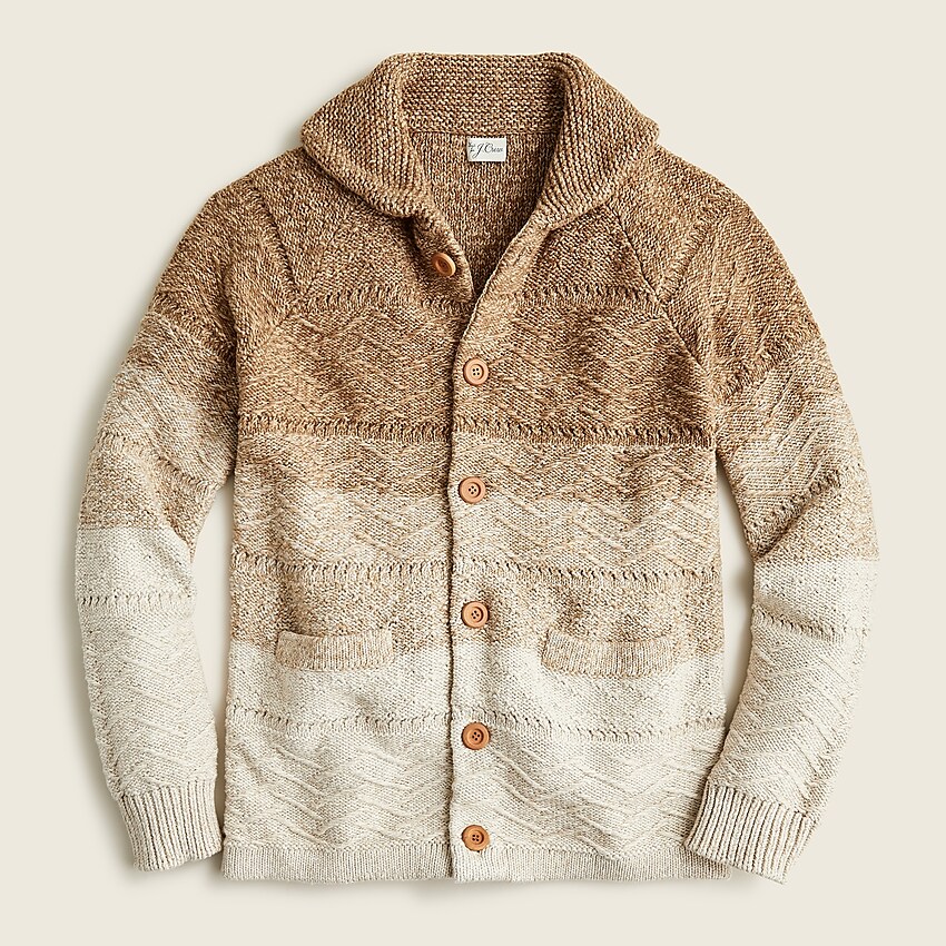 J.Crew: Cotton Cable-knit Ombré Shawl-collar Cardigan Sweater For Men