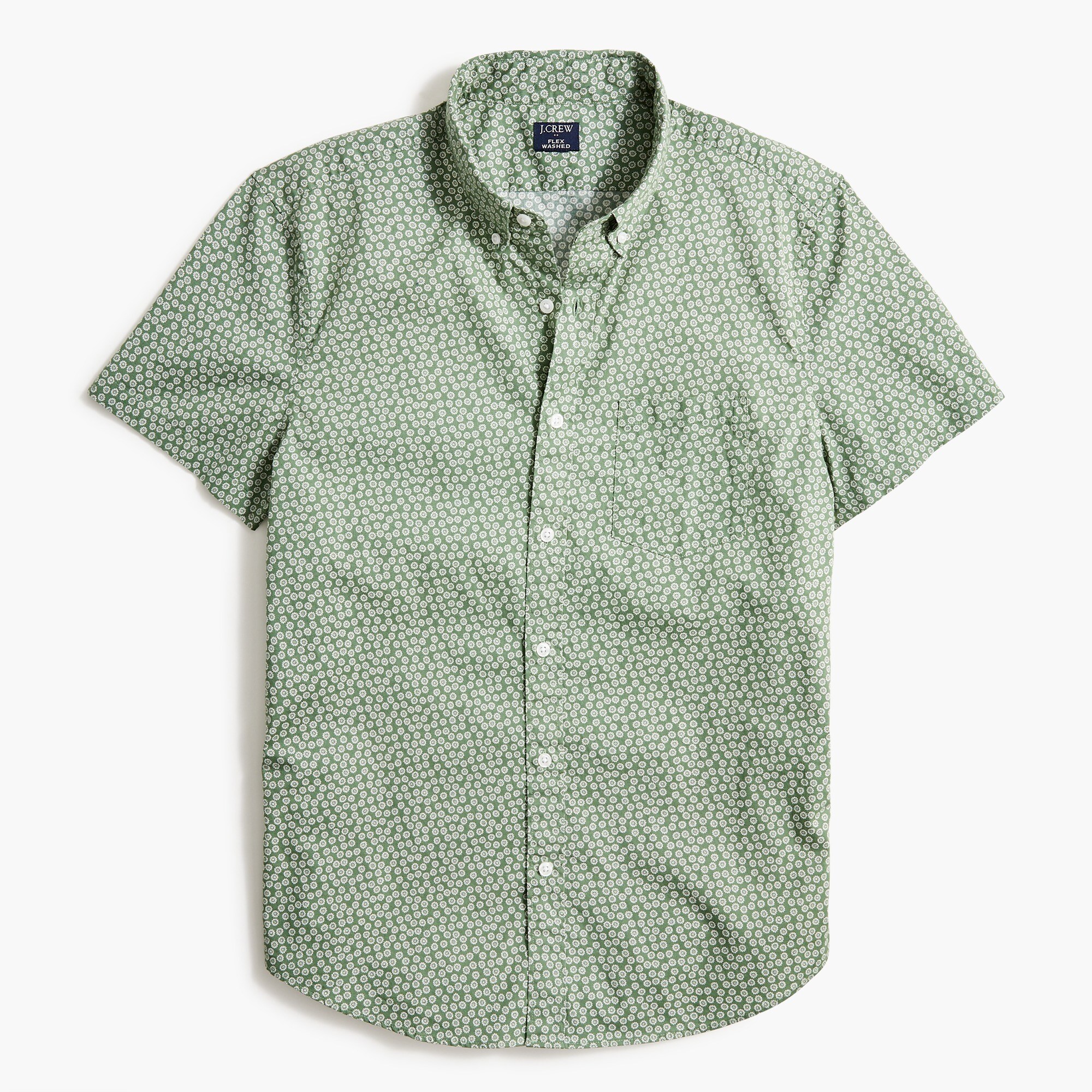 Short-sleeve slim printed casual shirt