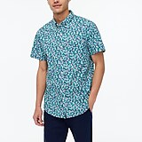 Short-sleeve floral-print slim casual shirt