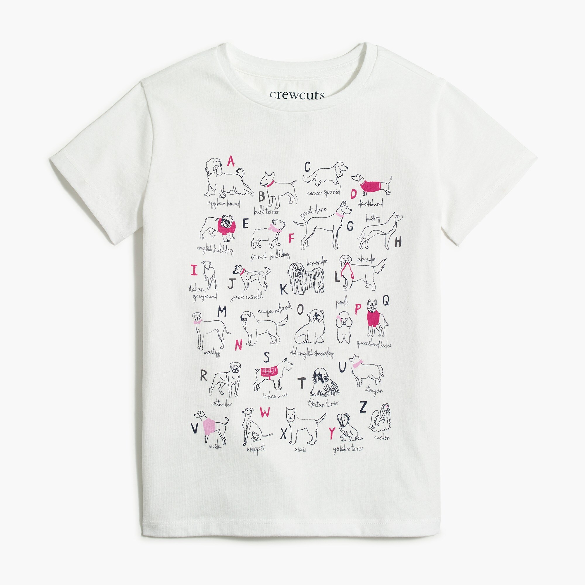 Girls' alphabet dog graphic tee