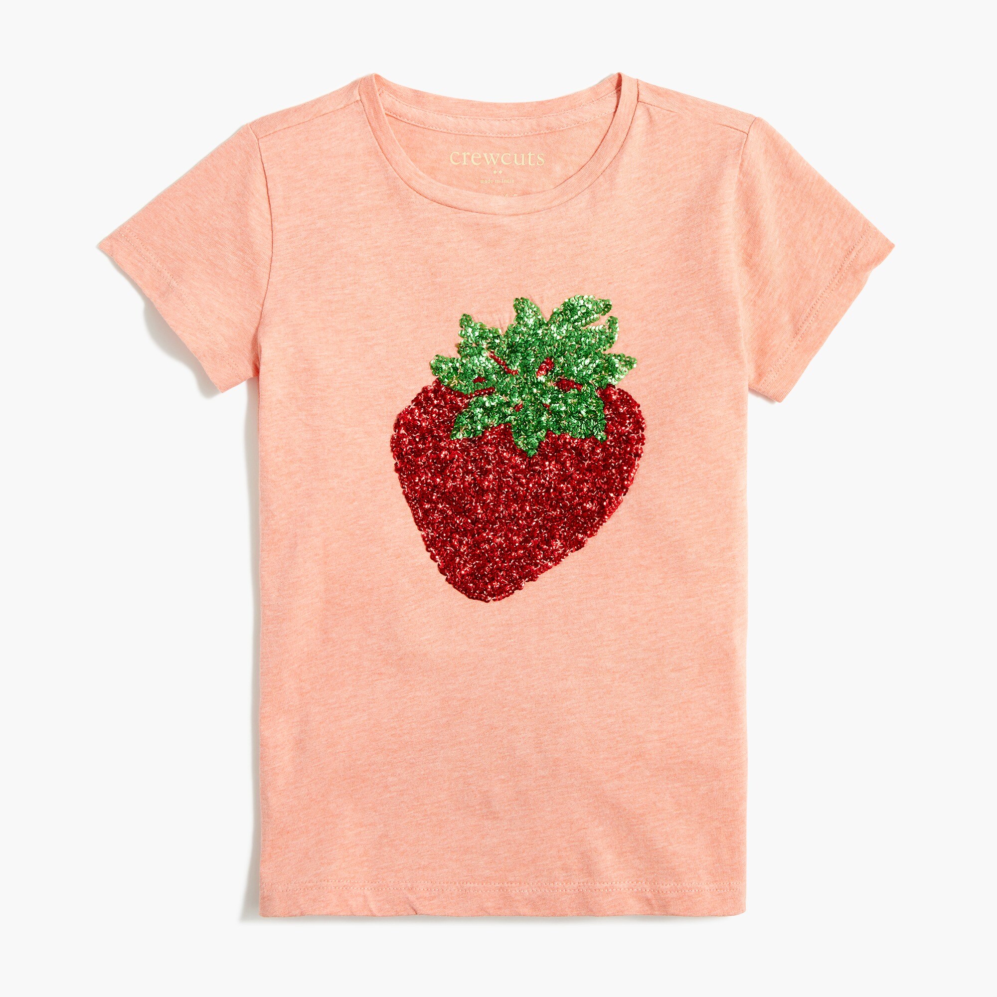 Girls' sequin strawberry graphic tee